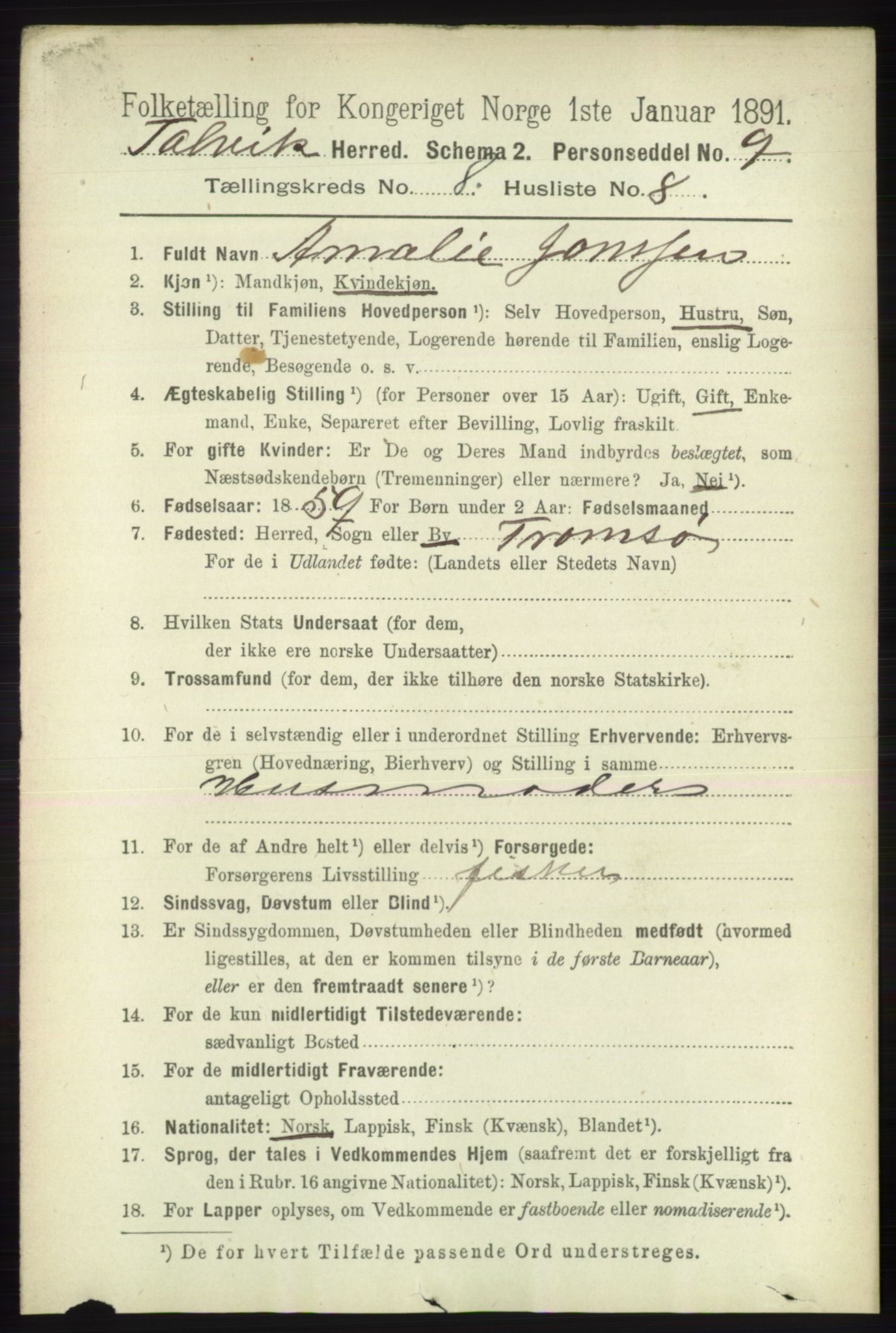 RA, 1891 census for 2013 Talvik, 1891, p. 2095