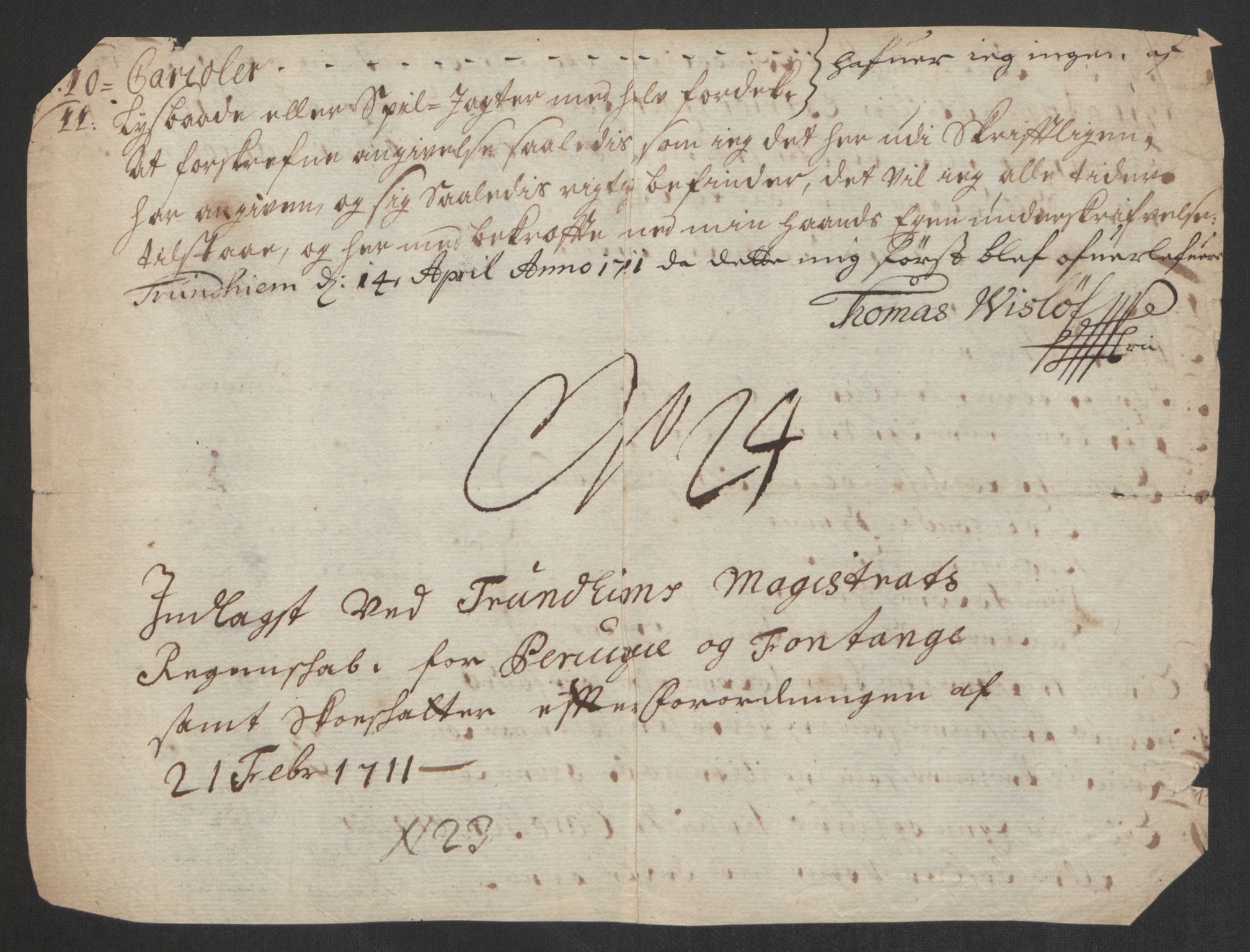 Rentekammeret inntil 1814, Reviderte regnskaper, Byregnskaper, AV/RA-EA-4066/R/Rs/L0507: [S3] Kontribusjonsregnskap, 1699-1711, p. 536