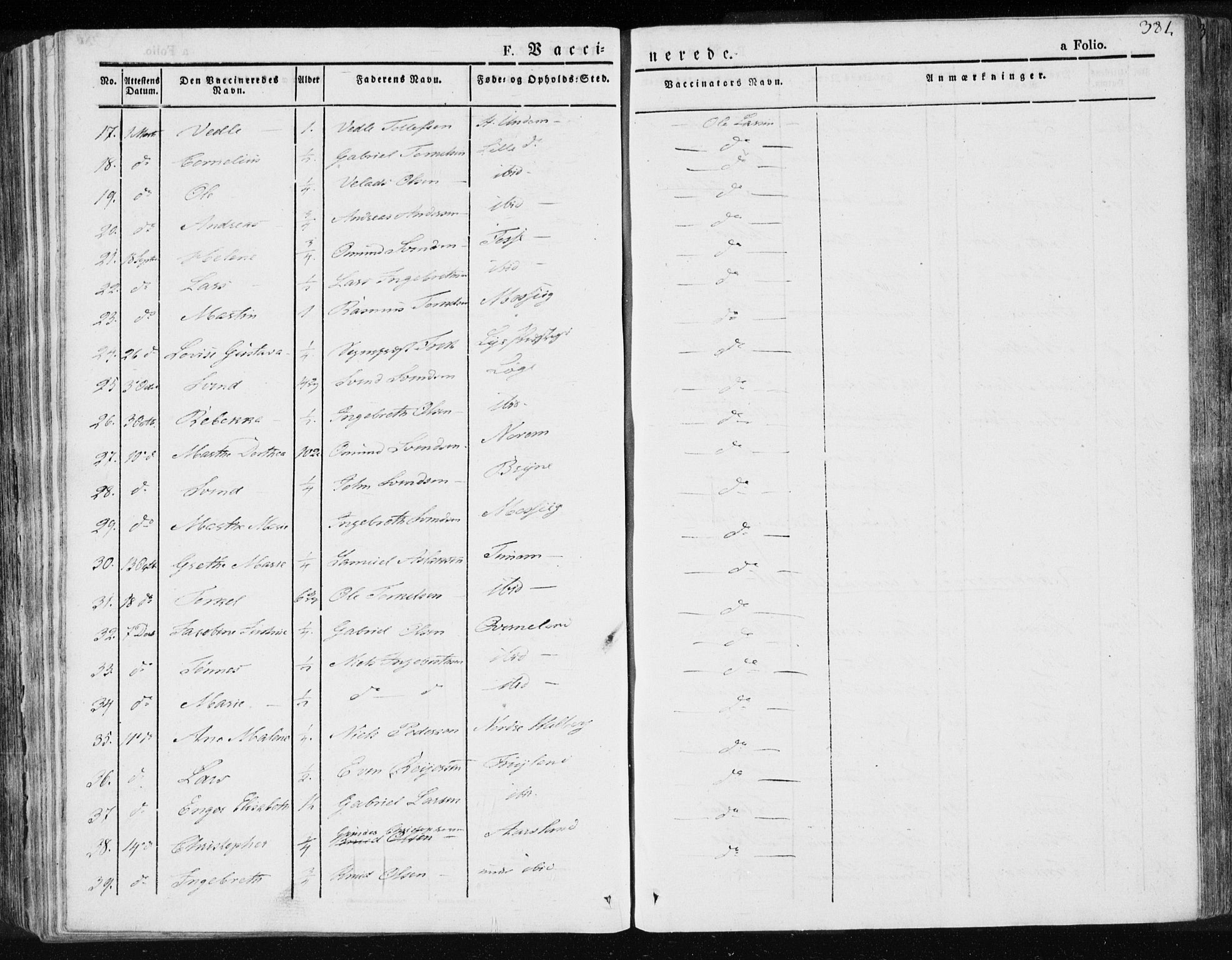 Lye sokneprestkontor, AV/SAST-A-101794/001/30BA/L0004: Parish register (official) no. A 4, 1826-1841, p. 381