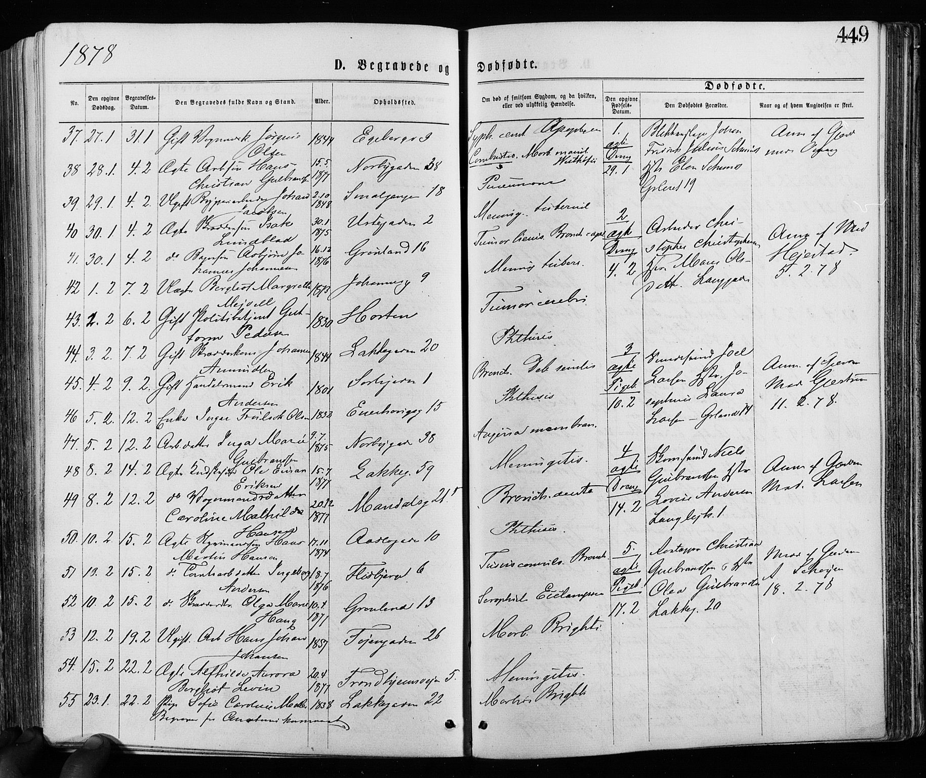 Grønland prestekontor Kirkebøker, AV/SAO-A-10848/F/Fa/L0005: Parish register (official) no. 5, 1869-1880, p. 449