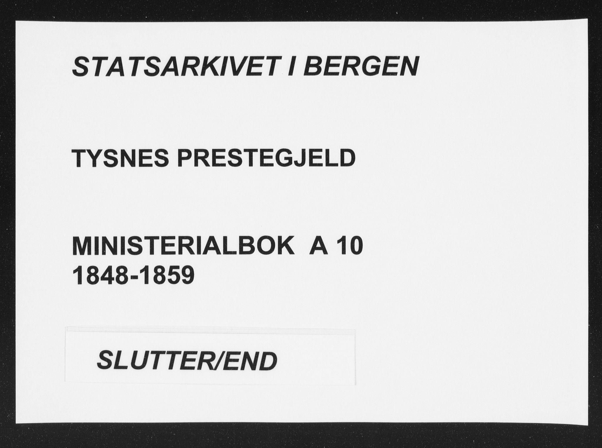 Tysnes sokneprestembete, AV/SAB-A-78601/H/Haa: Parish register (official) no. A 10, 1848-1859