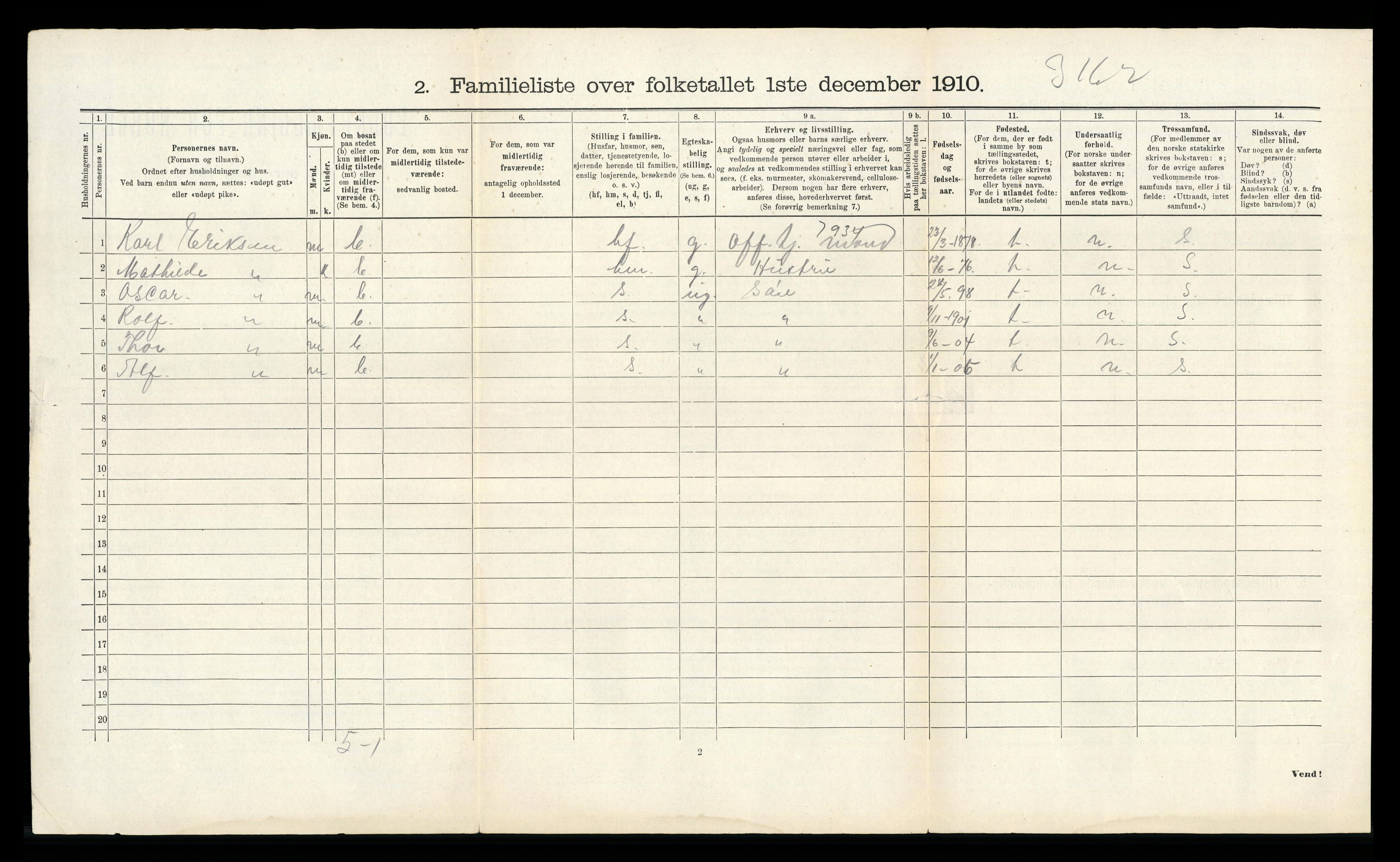 RA, 1910 census for Horten, 1910, p. 3805