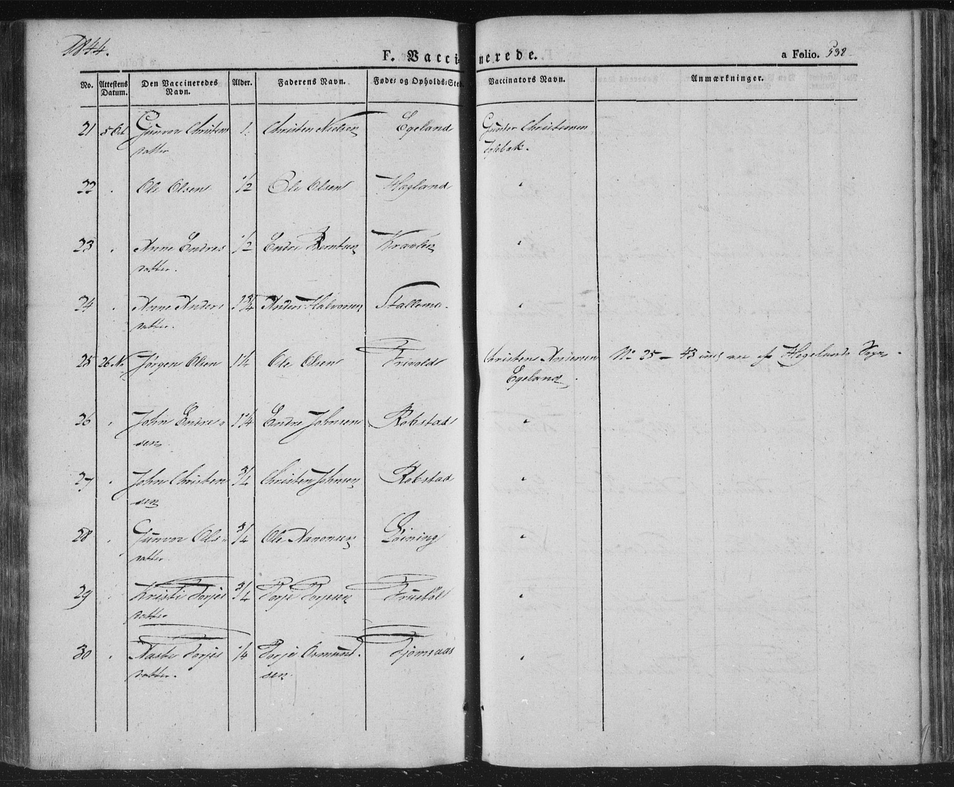 Vennesla sokneprestkontor, AV/SAK-1111-0045/Fa/Fac/L0004: Parish register (official) no. A 4, 1834-1855, p. 538