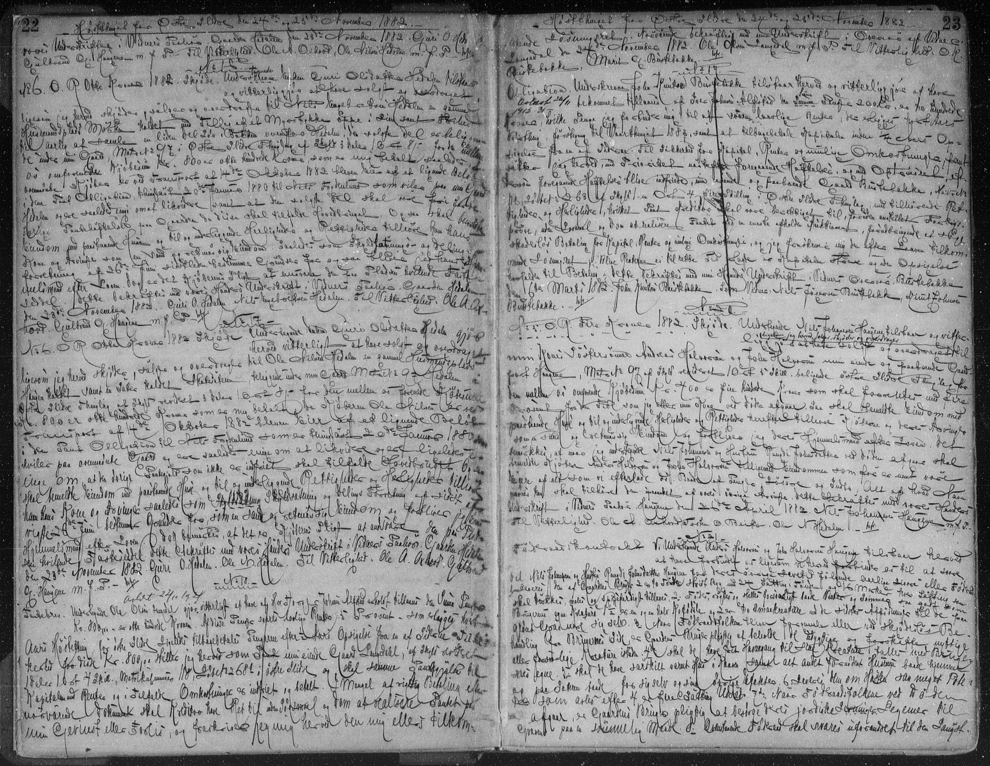 Valdres sorenskriveri, AV/SAH-TING-016/H/Hb/Hba/L0017: Mortgage book no. 17, 1882-1886, p. 22-23