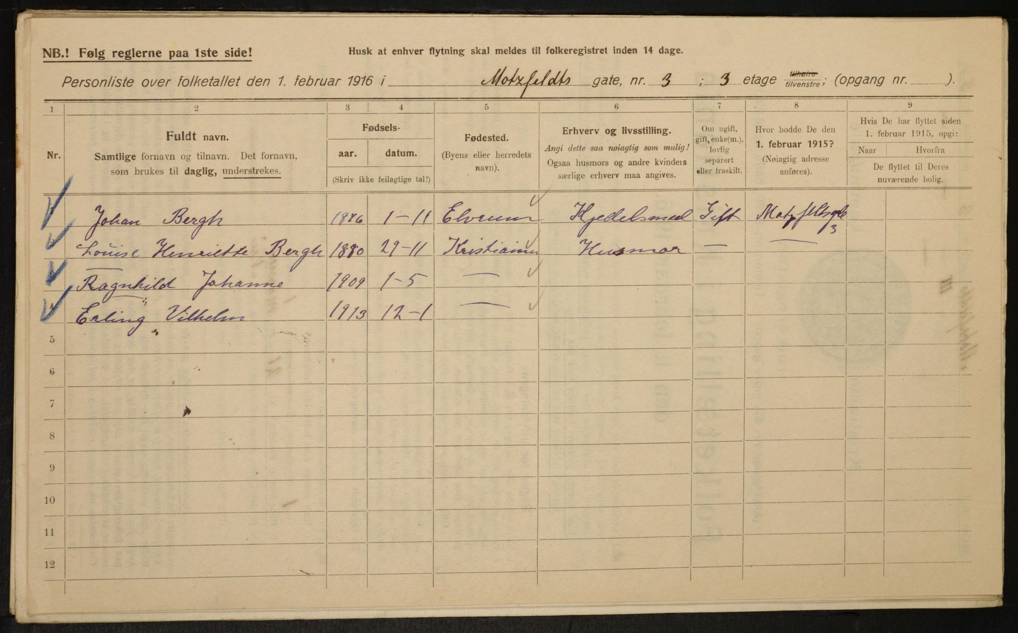 OBA, Municipal Census 1916 for Kristiania, 1916, p. 67581