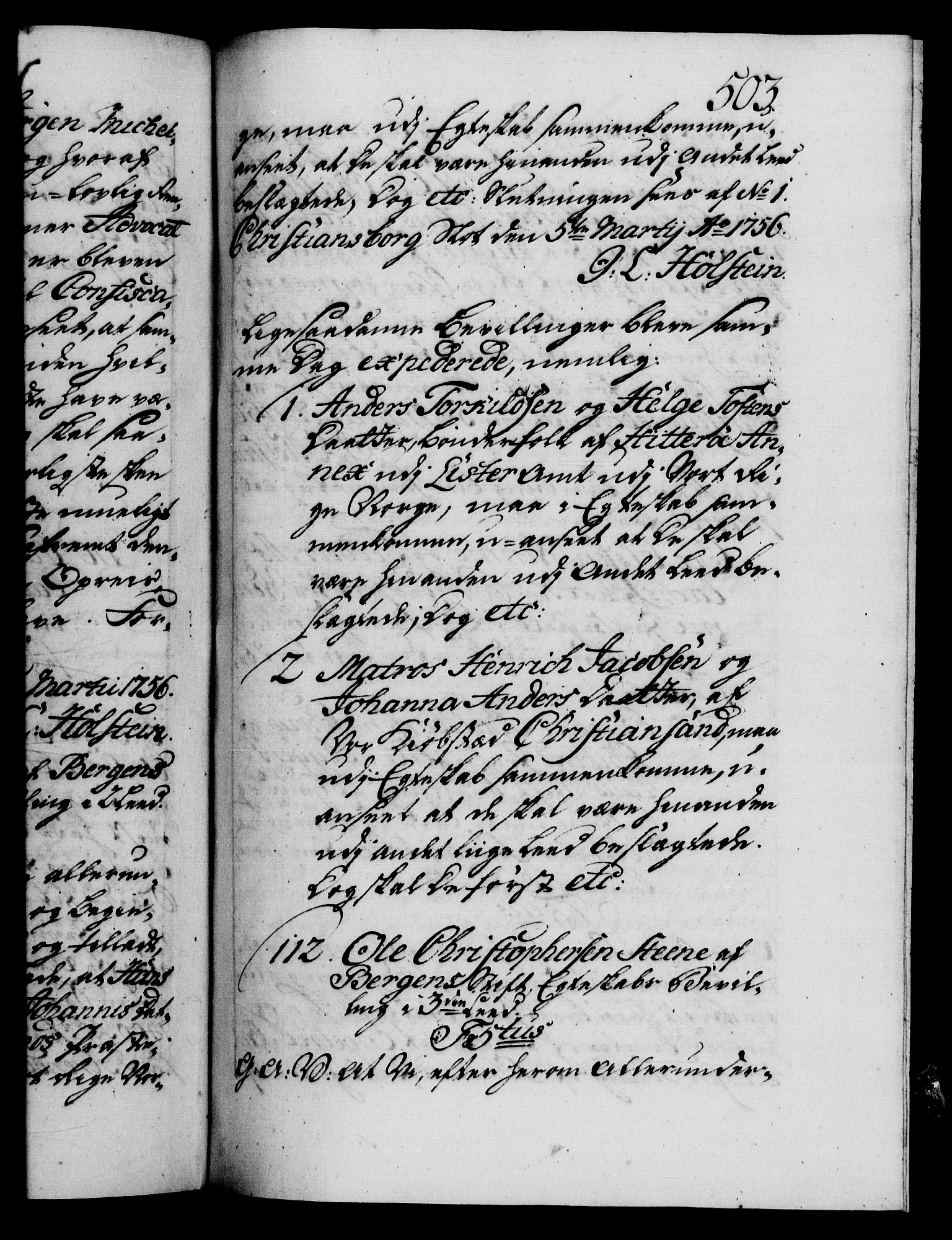 Danske Kanselli 1572-1799, AV/RA-EA-3023/F/Fc/Fca/Fcaa/L0039: Norske registre, 1755-1756, p. 503a