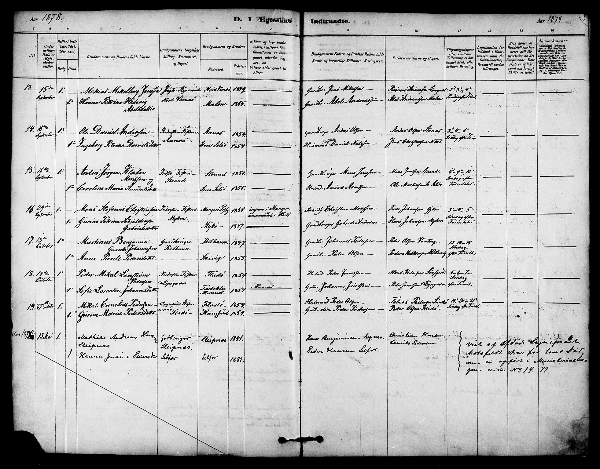 Ministerialprotokoller, klokkerbøker og fødselsregistre - Nordland, AV/SAT-A-1459/841/L0609: Parish register (official) no. 841A13, 1878-1902, p. 3