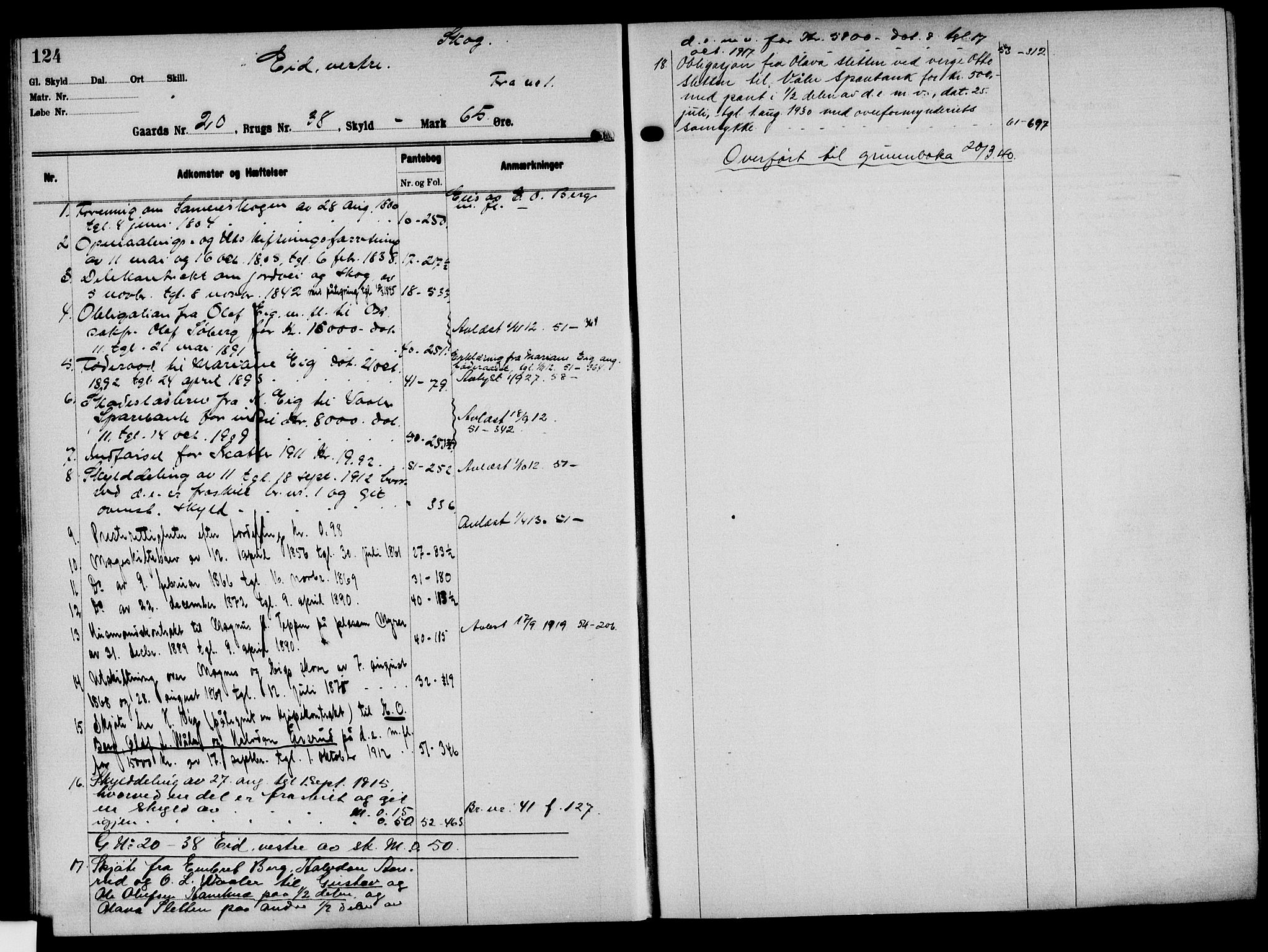 Solør tingrett, AV/SAH-TING-008/H/Ha/Hak/L0002: Mortgage register no. II, 1900-1935, p. 124