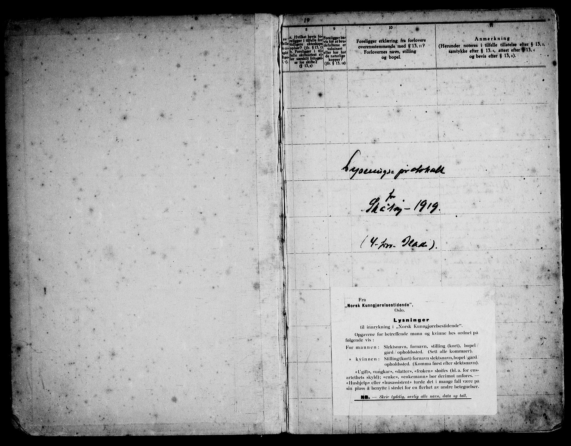 Skåtøy kirkebøker, SAKO/A-304/H/Ha/L0001: Banns register no. 1, 1919-1961