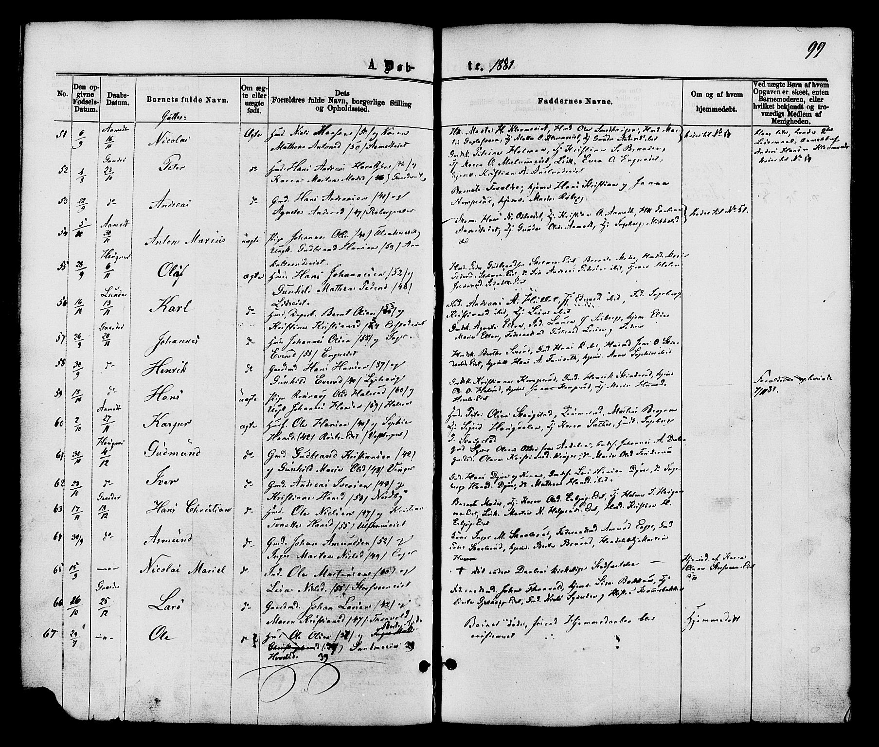 Nordre Land prestekontor, AV/SAH-PREST-124/H/Ha/Haa/L0002: Parish register (official) no. 2, 1872-1881, p. 99