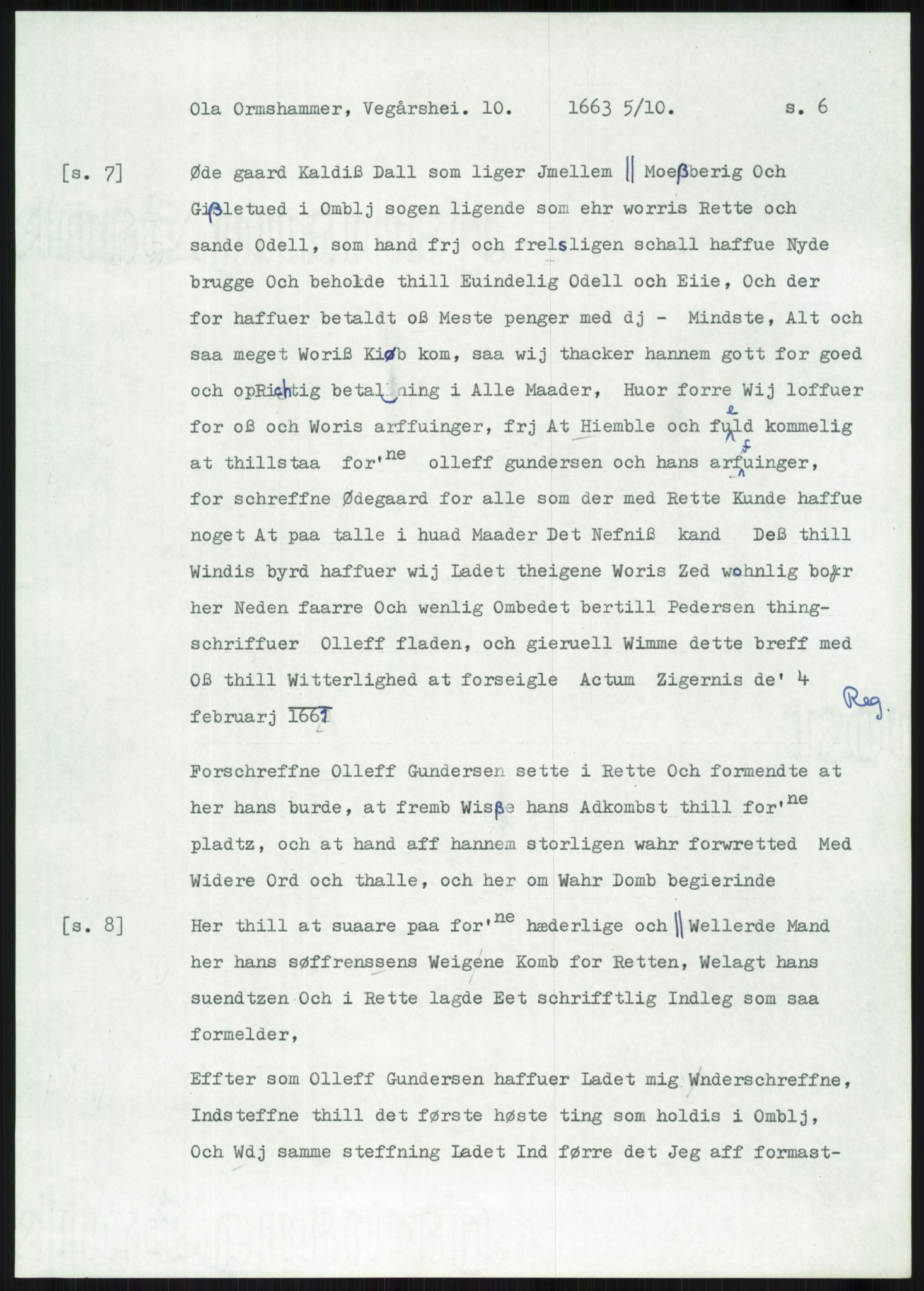 Samlinger til kildeutgivelse, Diplomavskriftsamlingen, AV/RA-EA-4053/H/Ha, p. 3673