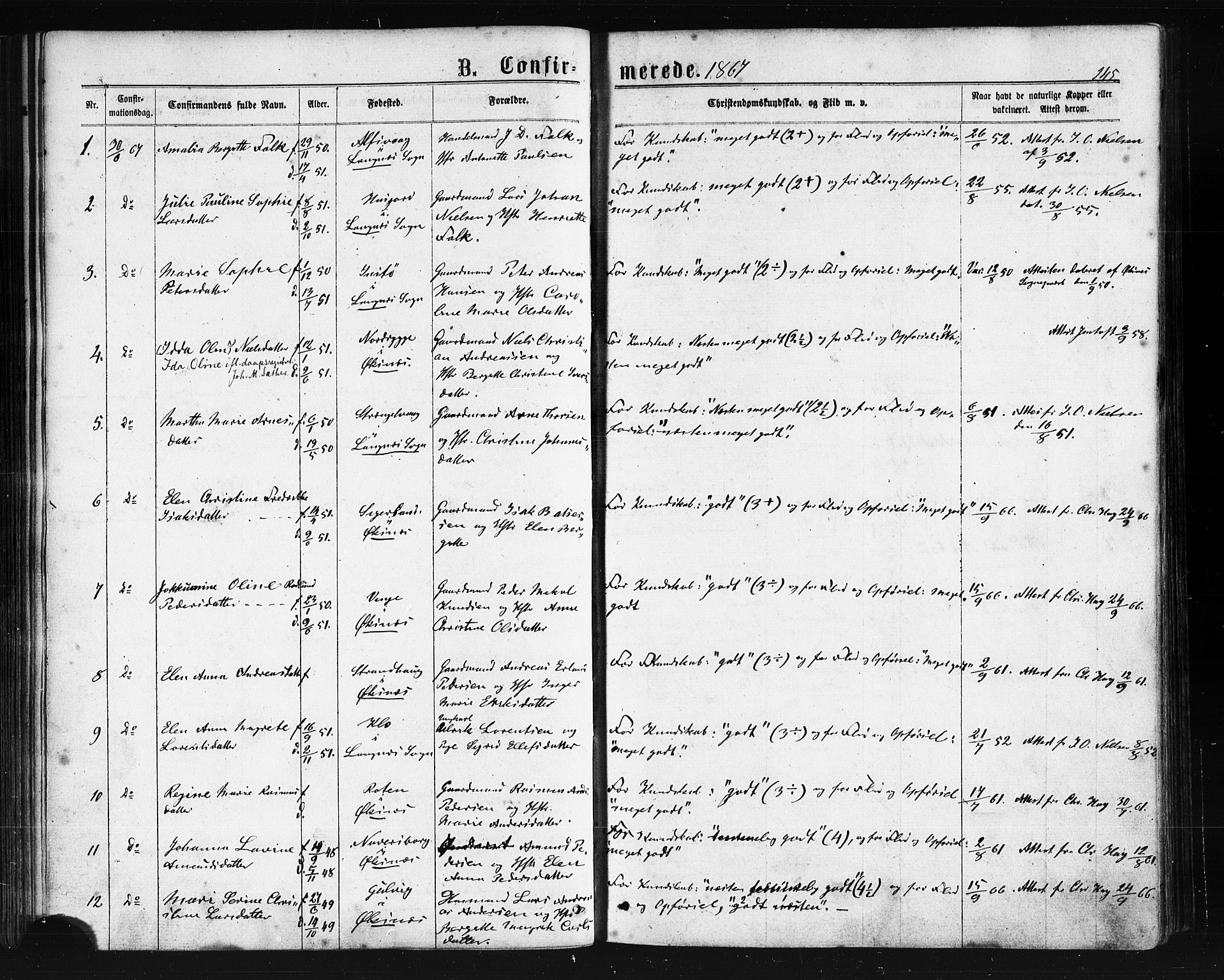 Ministerialprotokoller, klokkerbøker og fødselsregistre - Nordland, AV/SAT-A-1459/893/L1334: Parish register (official) no. 893A07, 1867-1877, p. 145