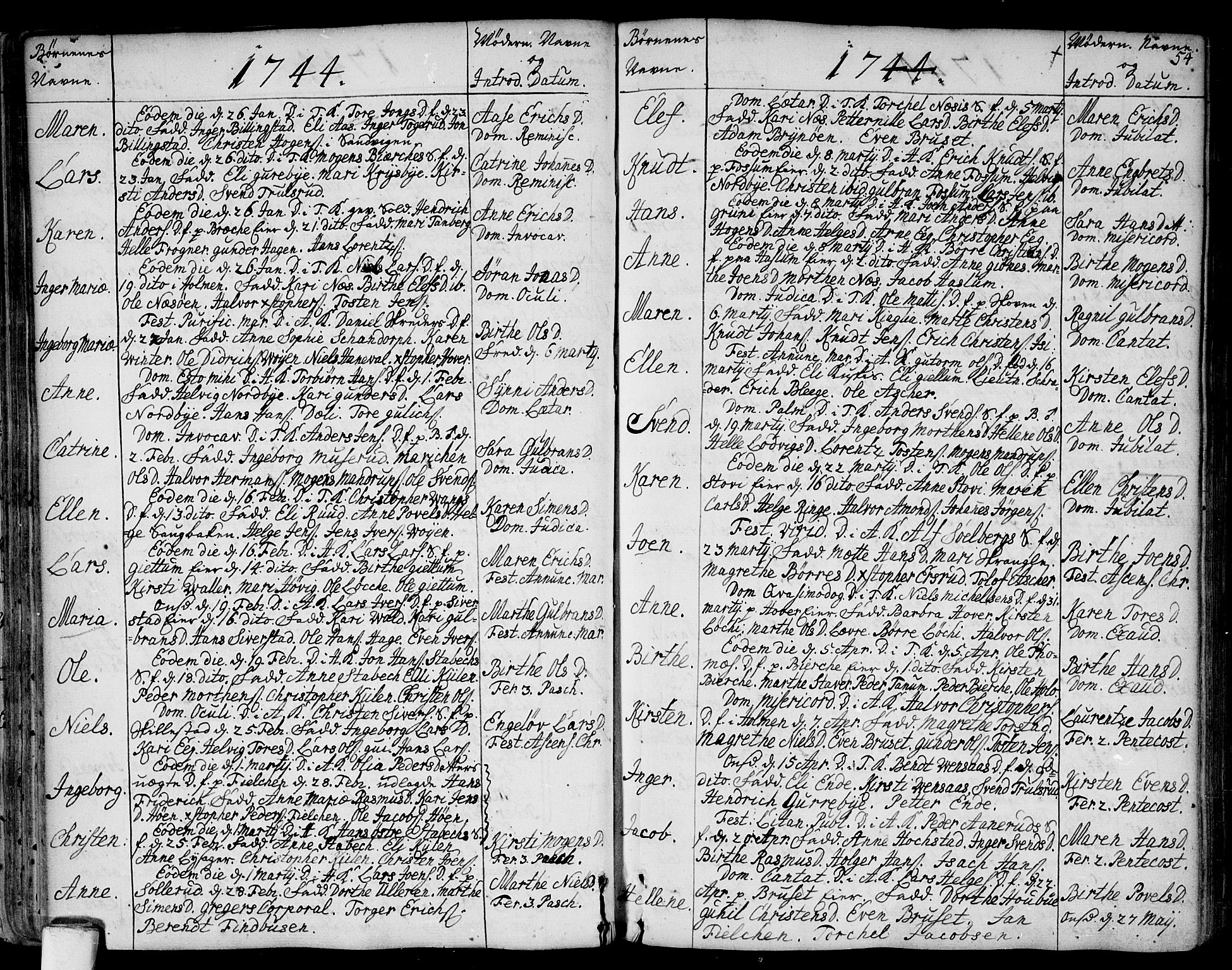 Asker prestekontor Kirkebøker, SAO/A-10256a/F/Fa/L0002: Parish register (official) no. I 2, 1733-1766, p. 54