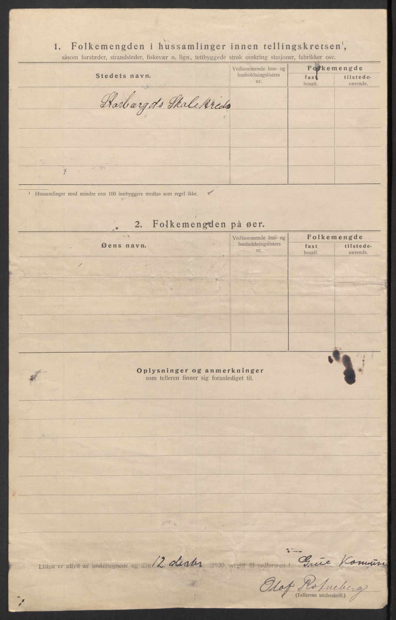 SAH, 1920 census for Grue, 1920, p. 60