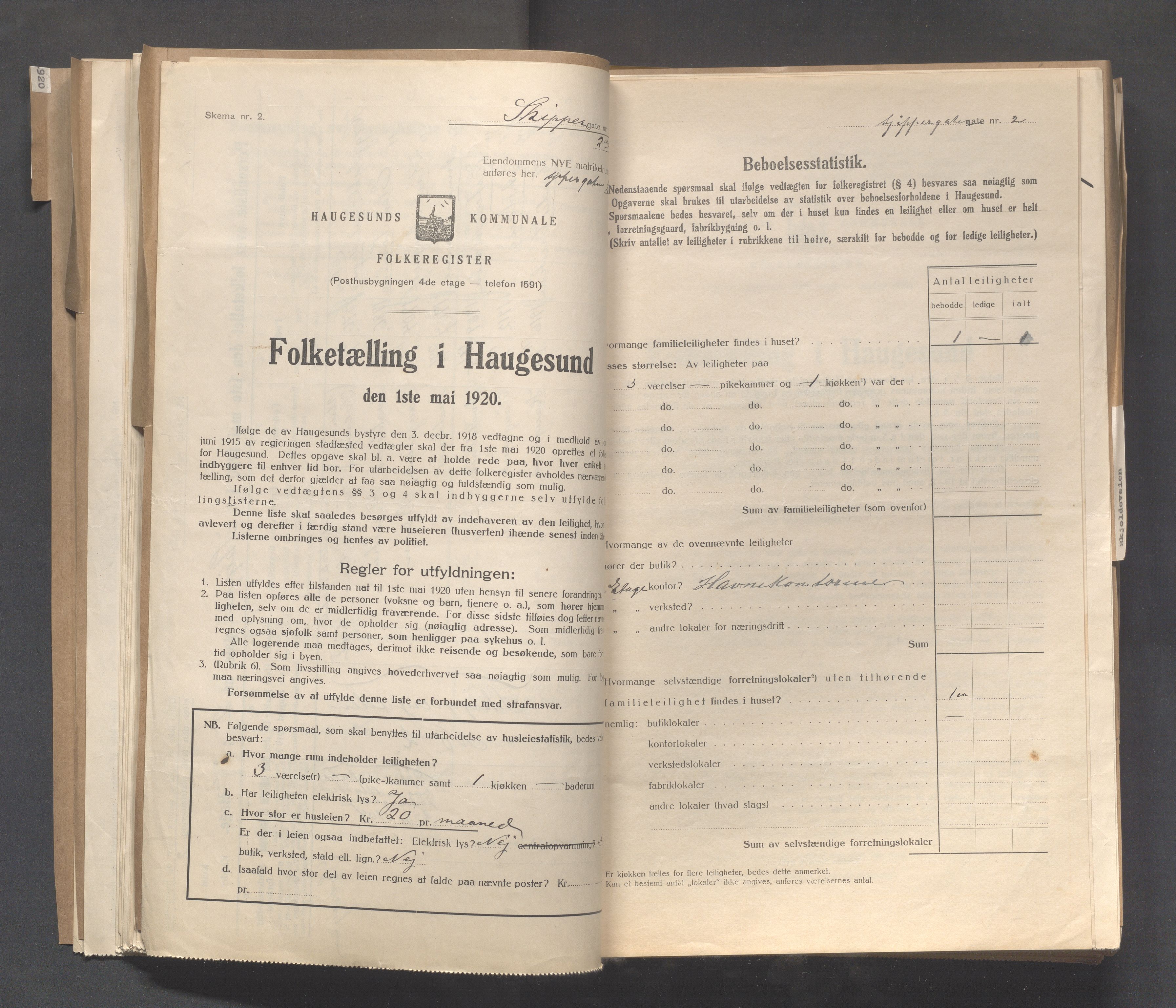 IKAR, Local census 1.5.1920 for Haugesund, 1920, p. 3760