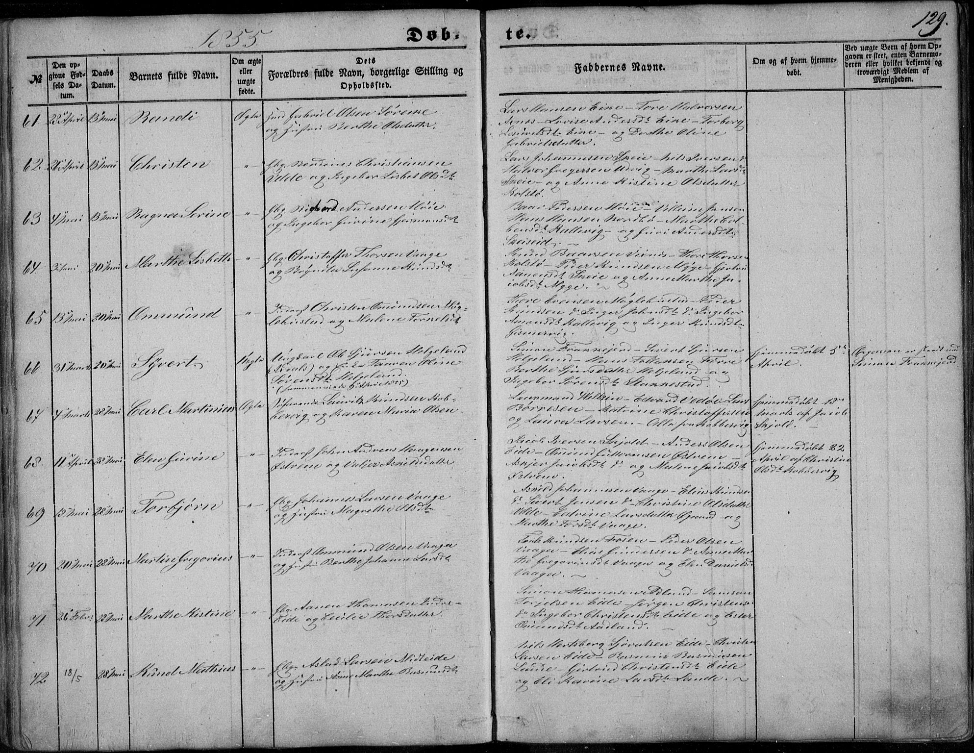 Avaldsnes sokneprestkontor, SAST/A -101851/H/Ha/Haa/L0008: Parish register (official) no. A 8, 1847-1857, p. 129