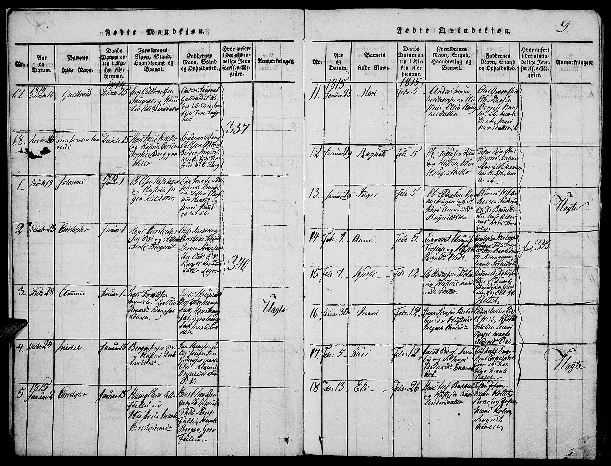 Strøm-Odalen prestekontor, AV/SAH-PREST-028/H/Ha/Hab/L0001: Parish register (copy) no. 1, 1813-1825, p. 9