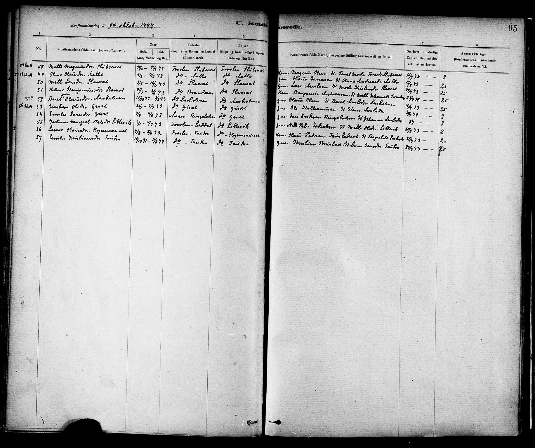 Ministerialprotokoller, klokkerbøker og fødselsregistre - Nord-Trøndelag, AV/SAT-A-1458/713/L0120: Parish register (official) no. 713A09, 1878-1887, p. 95