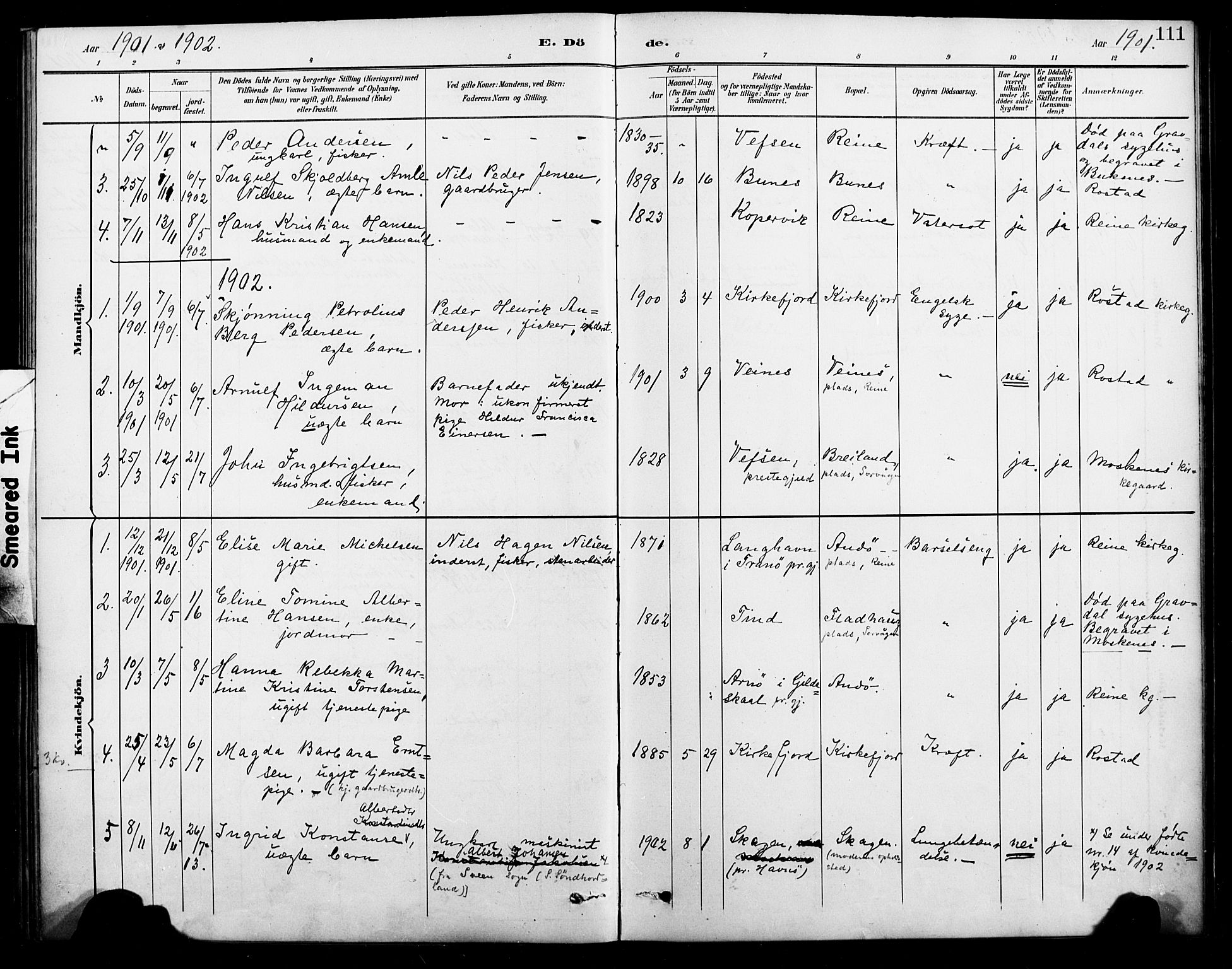 Ministerialprotokoller, klokkerbøker og fødselsregistre - Nordland, AV/SAT-A-1459/886/L1220: Parish register (official) no. 886A02, 1892-1903, p. 111