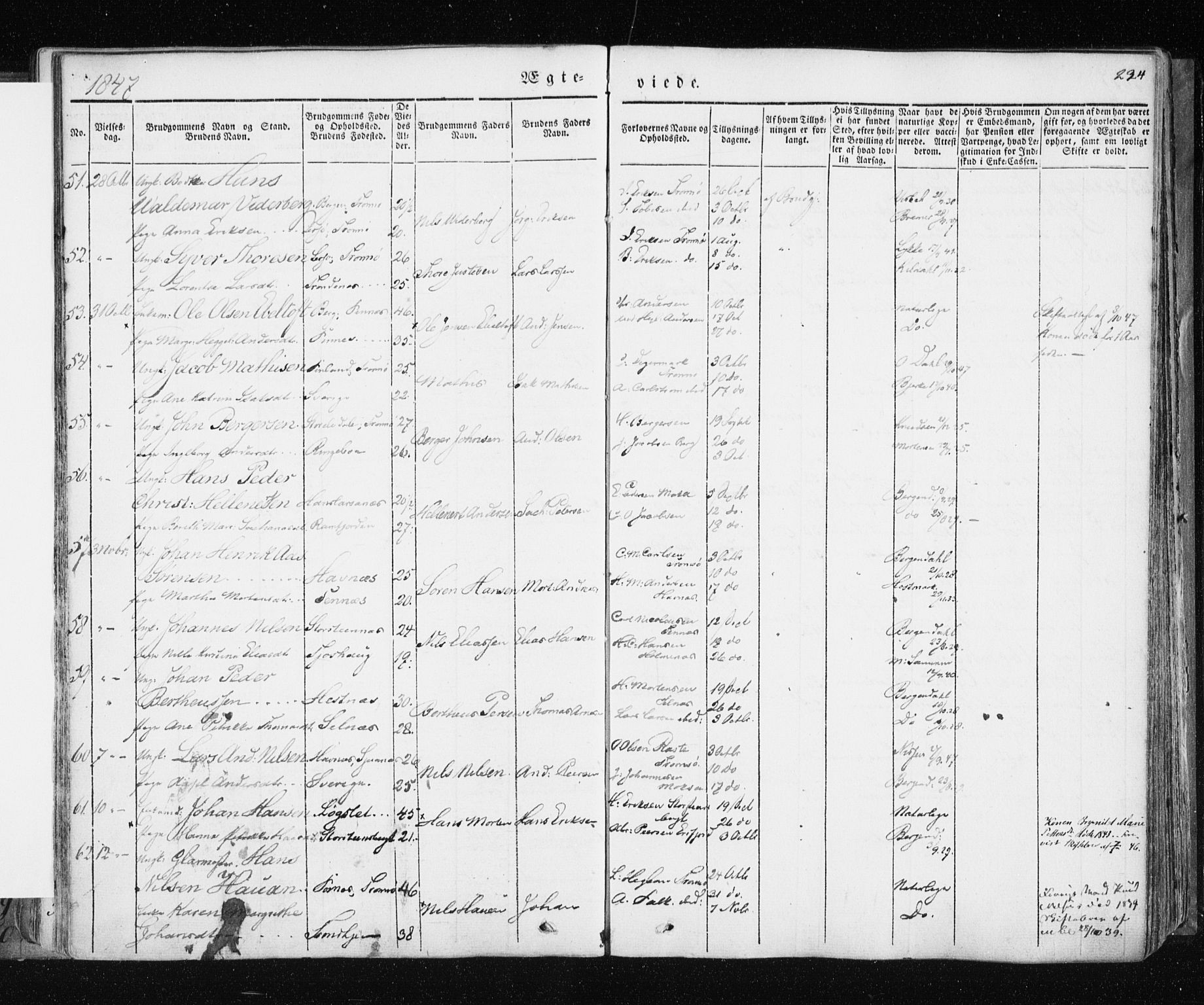Tromsø sokneprestkontor/stiftsprosti/domprosti, SATØ/S-1343/G/Ga/L0009kirke: Parish register (official) no. 9, 1837-1847, p. 224