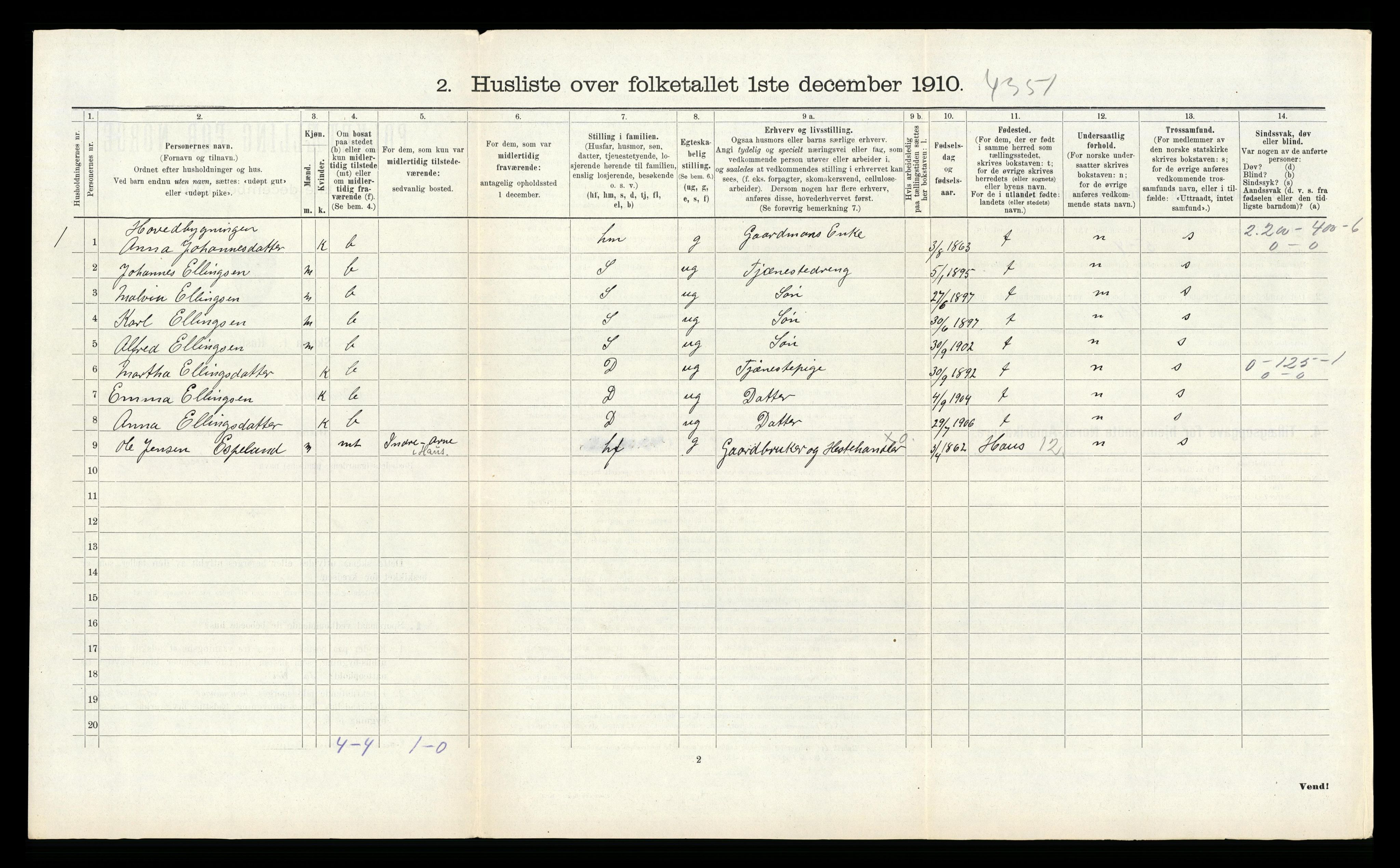 RA, 1910 census for Bruvik, 1910, p. 229