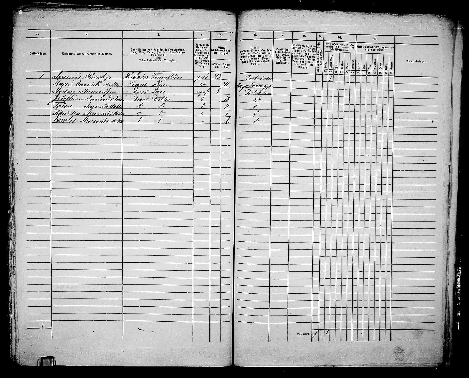 RA, 1865 census for Fredrikshald, 1865, p. 766