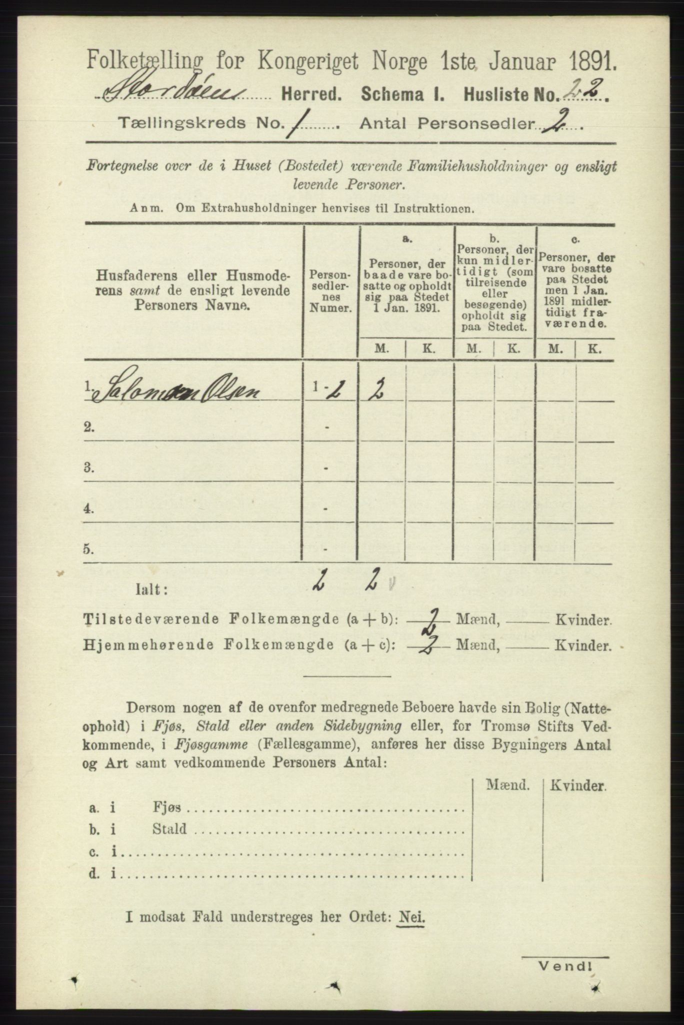 RA, 1891 census for 1221 Stord, 1891, p. 40