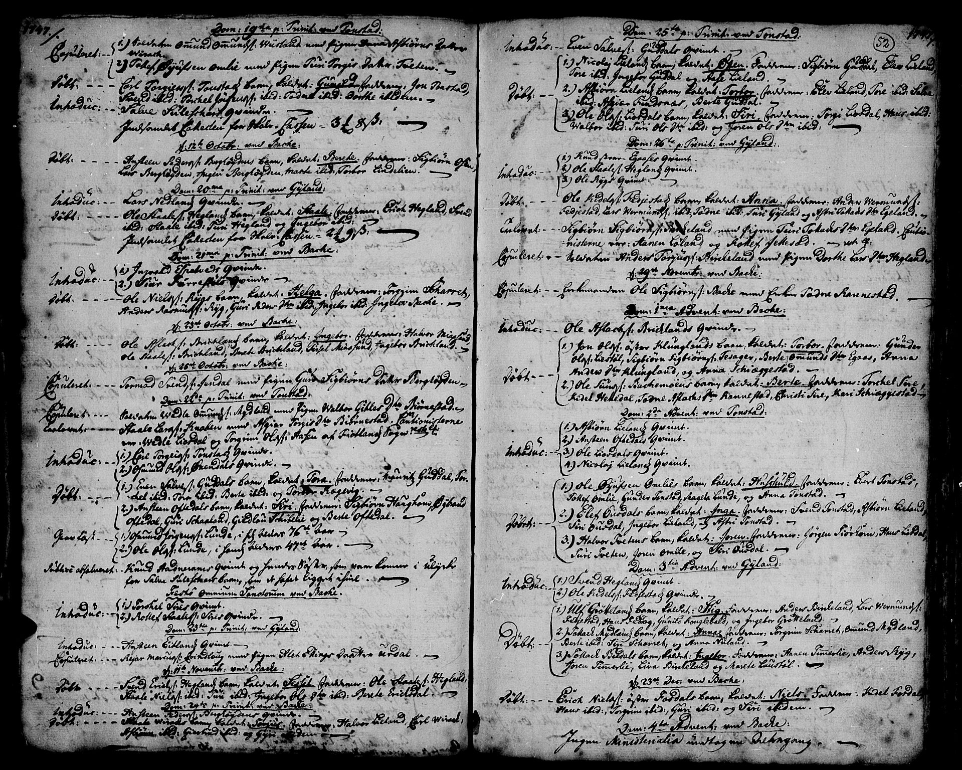 Bakke sokneprestkontor, SAK/1111-0002/F/Fa/Faa/L0001: Parish register (official) no. A 1, 1741-1780, p. 52
