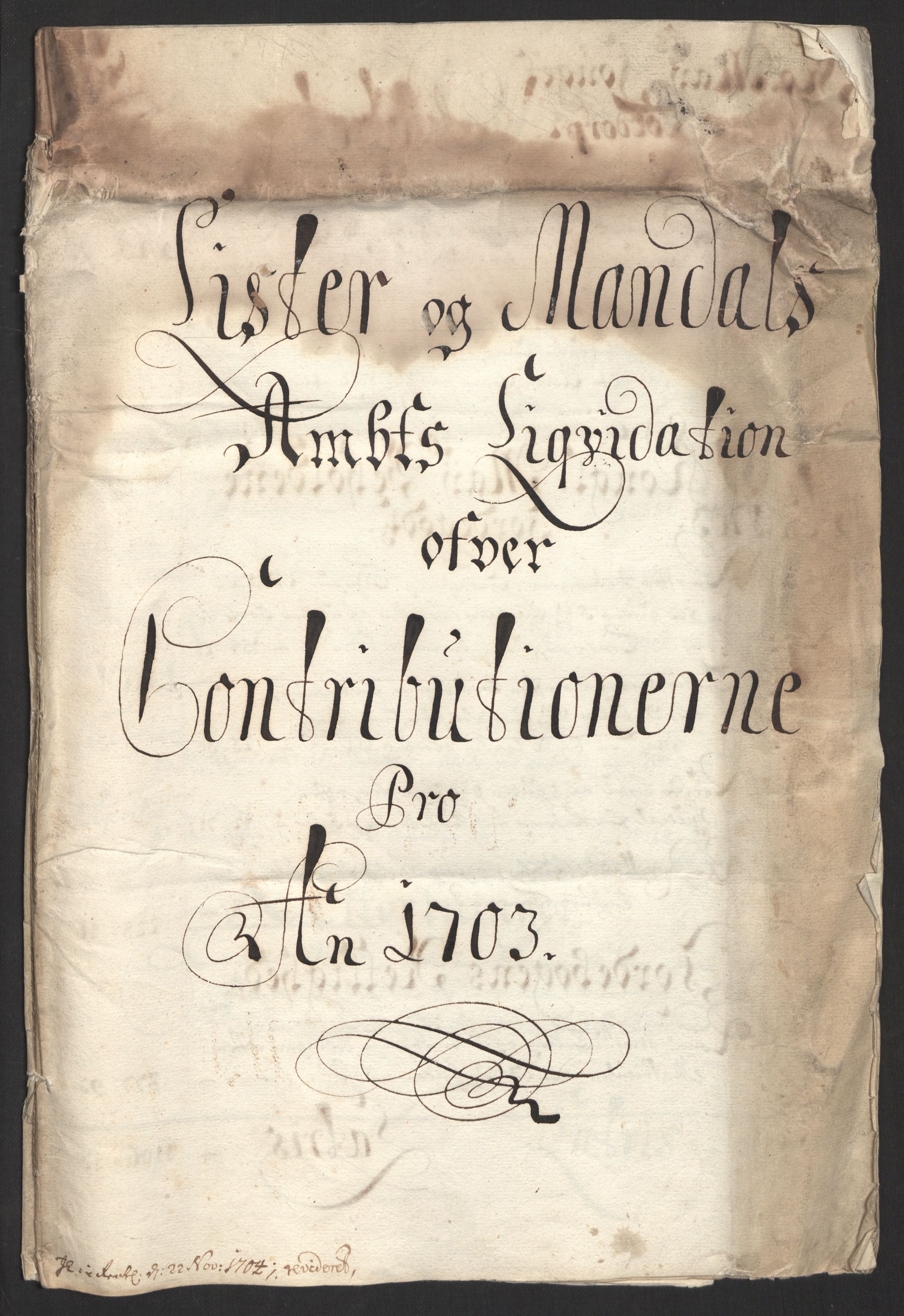 Rentekammeret inntil 1814, Reviderte regnskaper, Fogderegnskap, RA/EA-4092/R43/L2550: Fogderegnskap Lista og Mandal, 1703-1704, p. 3