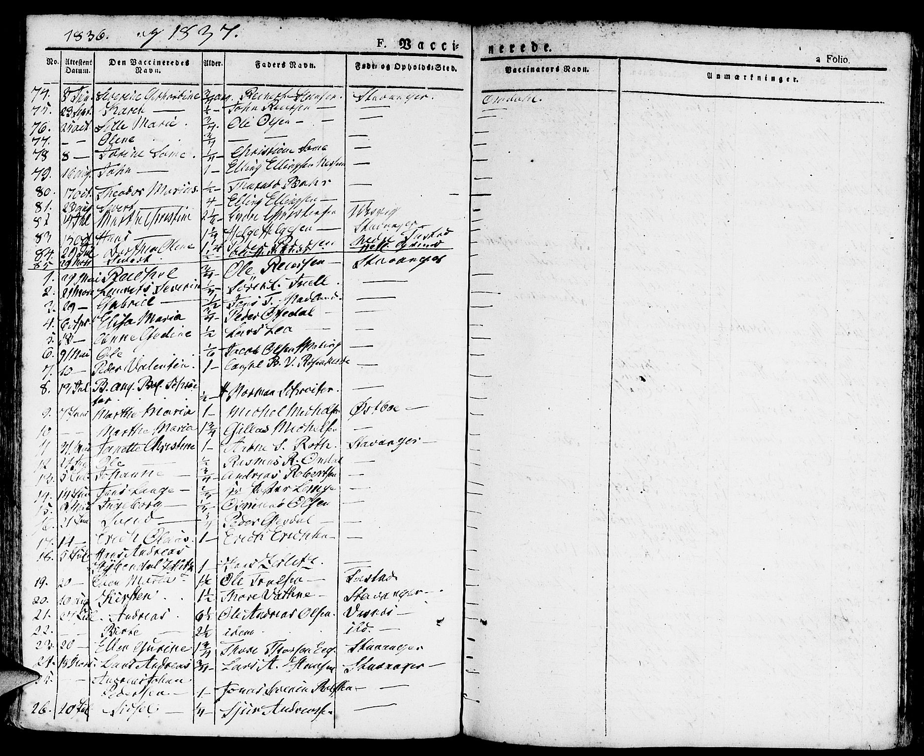 Domkirken sokneprestkontor, SAST/A-101812/001/30/30BA/L0011: Parish register (official) no. A 11, 1832-1856