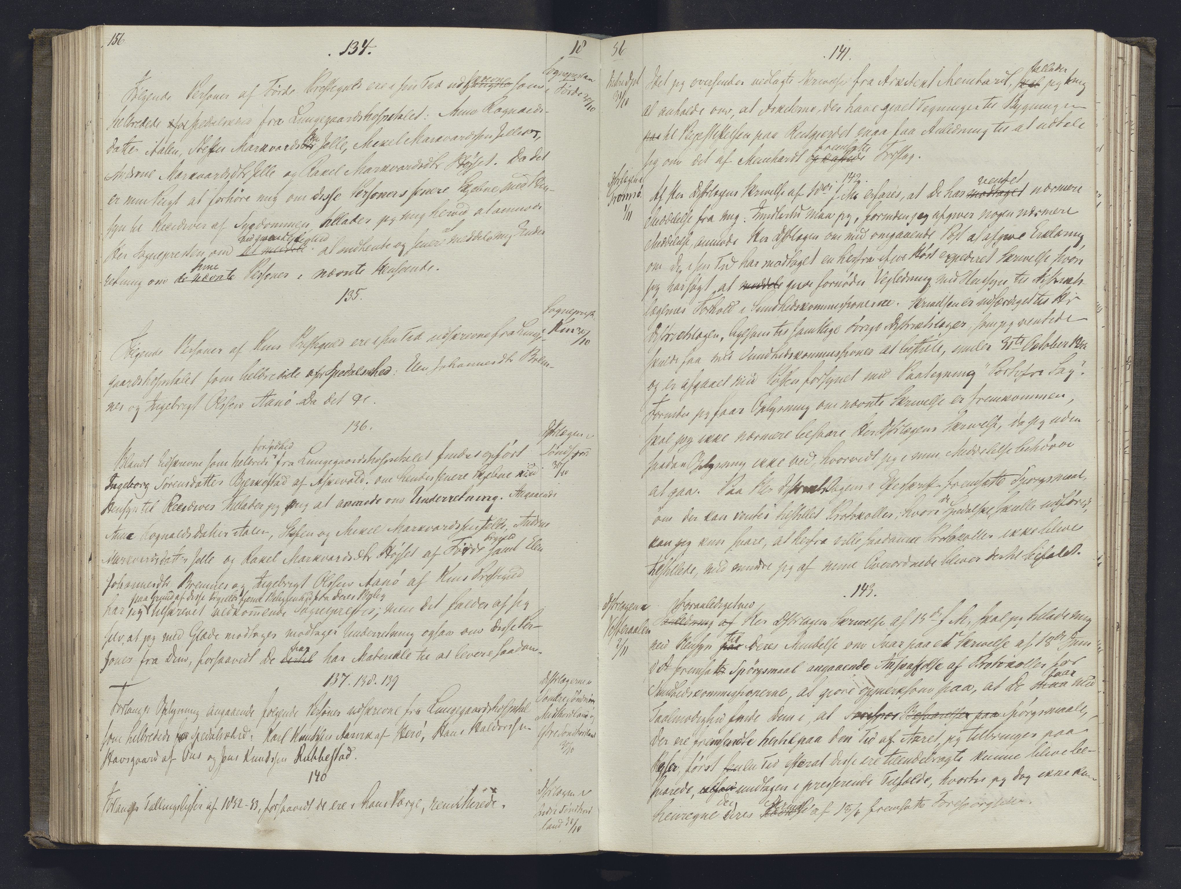 Lepraarkiver - Overlegen for den spedalske sykdom, AV/SAB-A-61001/B.b/L0001: Kopibok, 1854-1858, p. 156-157