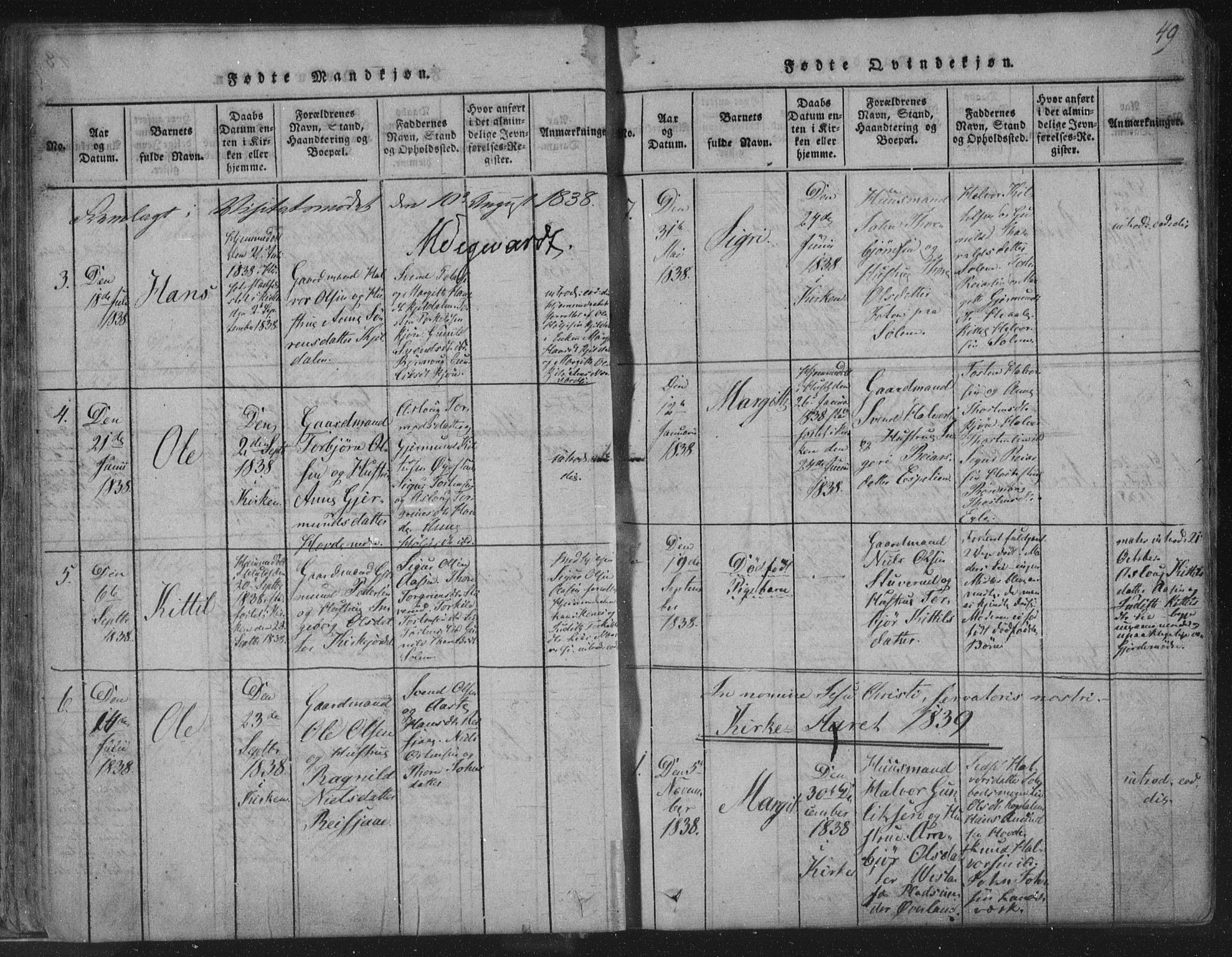 Hjartdal kirkebøker, AV/SAKO-A-270/F/Fc/L0001: Parish register (official) no. III 1, 1815-1843, p. 49