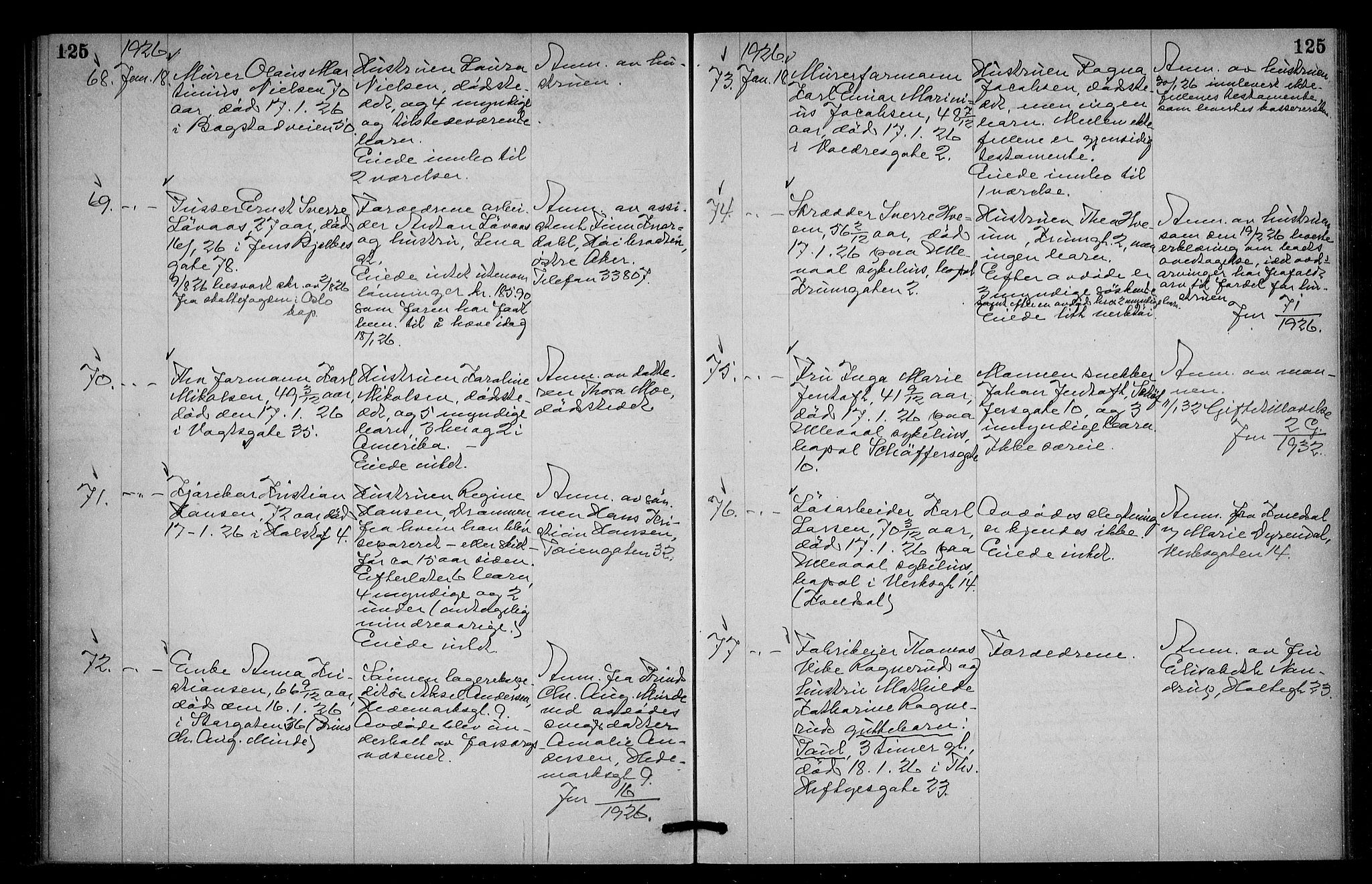 Oslo skifterett, AV/SAO-A-10383/G/Ga/Gac/L0013: Dødsfallsprotokoll, 1925-1927, p. 125