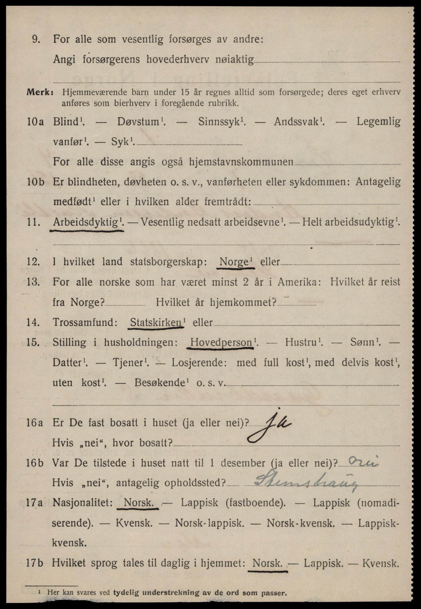 SAT, 1920 census for Hemne, 1920, p. 2851