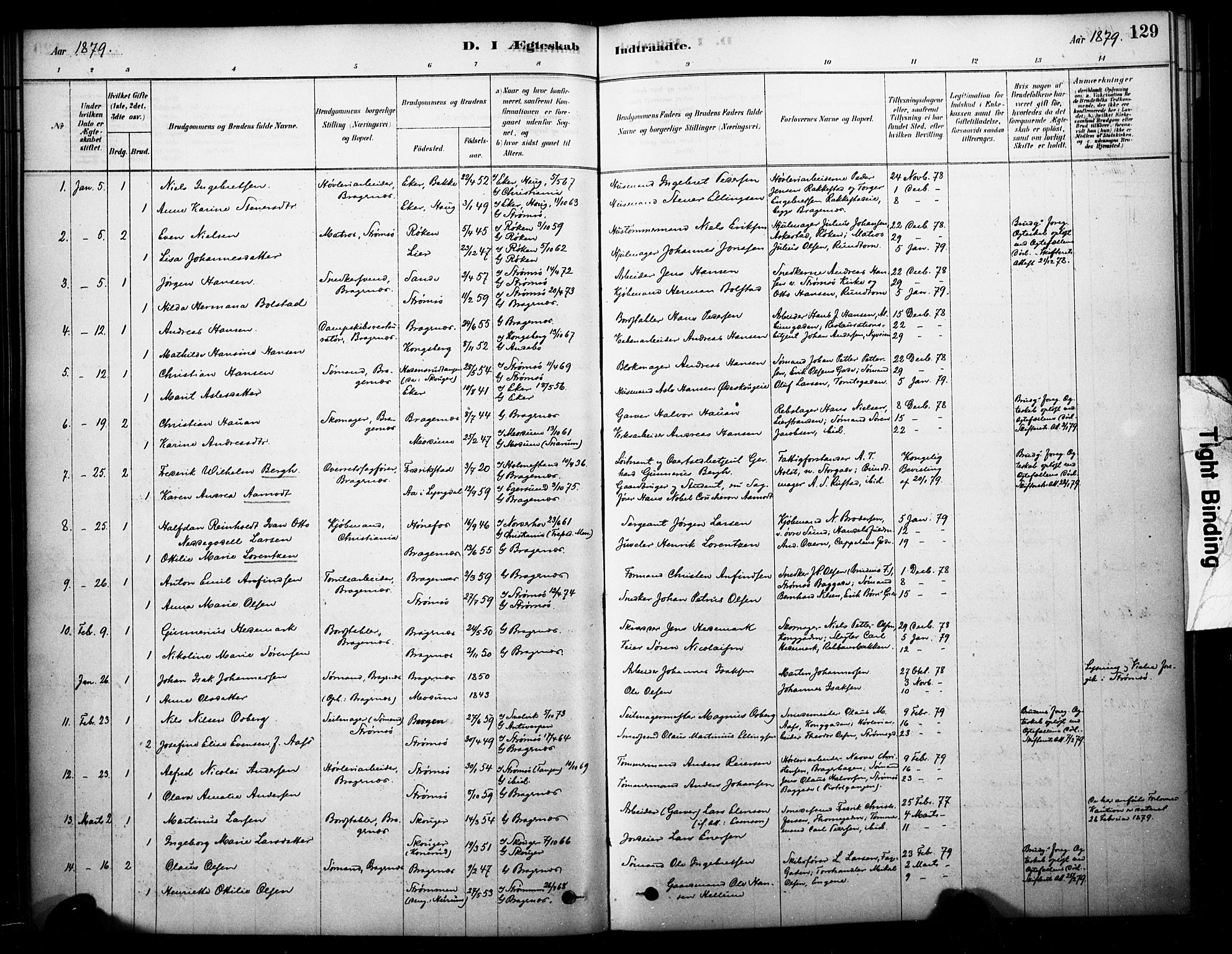 Bragernes kirkebøker, SAKO/A-6/F/Fc/L0005: Parish register (official) no. III 5, 1878-1890, p. 129