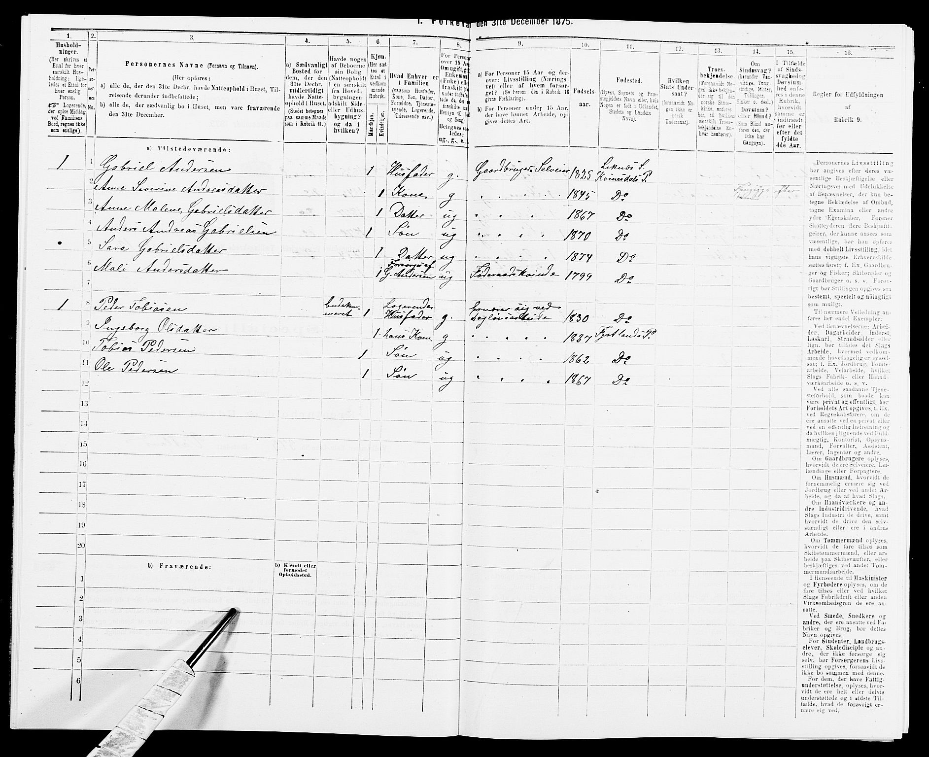 SAK, 1875 census for 1037P Kvinesdal, 1875, p. 298