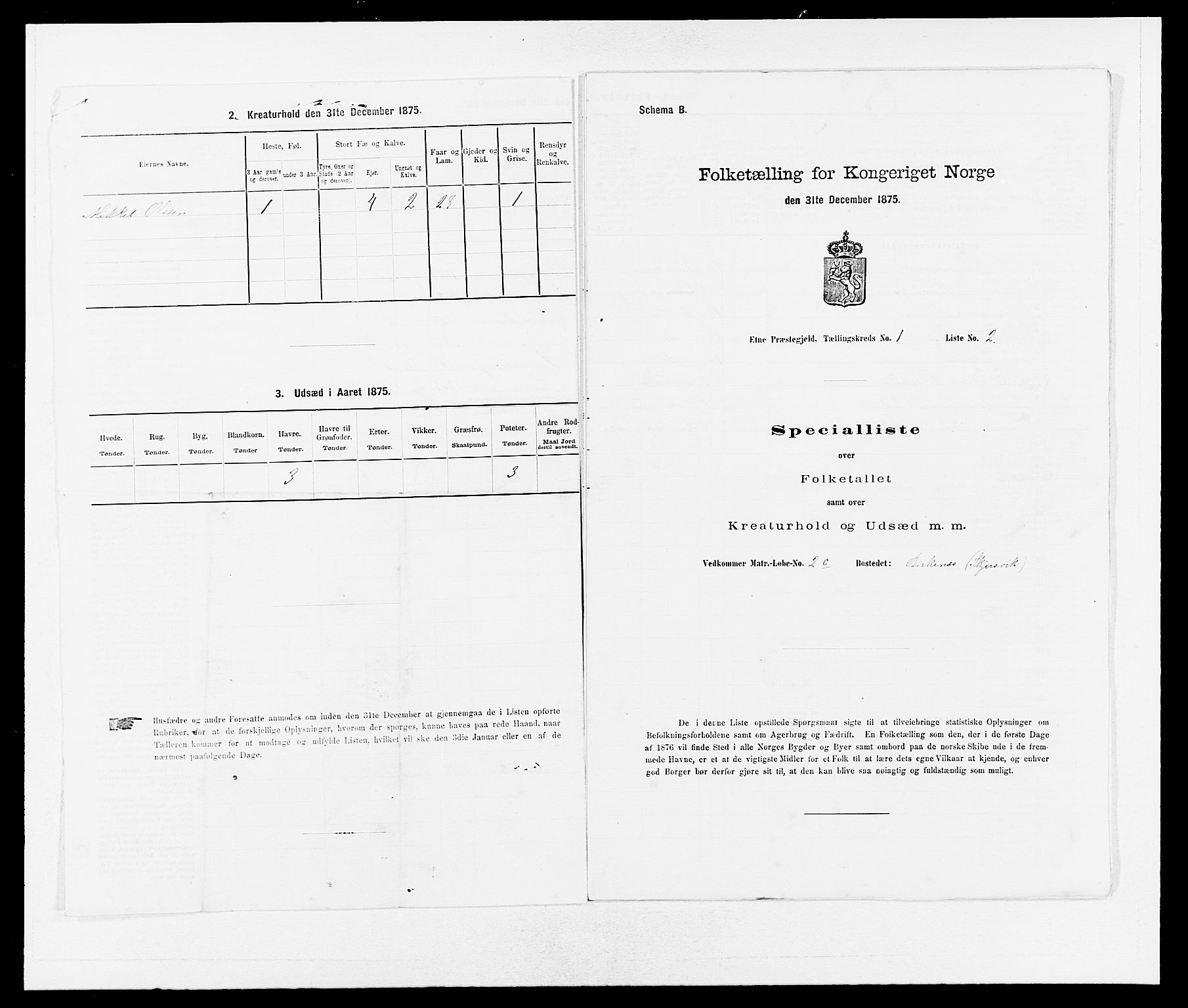 SAB, 1875 census for 1211P Etne, 1875, p. 41