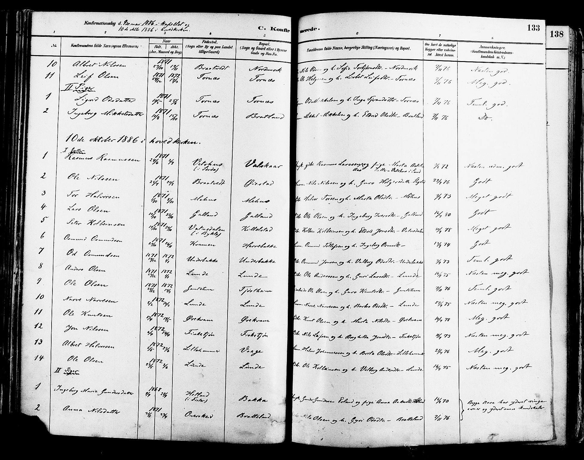 Suldal sokneprestkontor, AV/SAST-A-101845/01/IV/L0011: Parish register (official) no. A 11, 1878-1900, p. 133