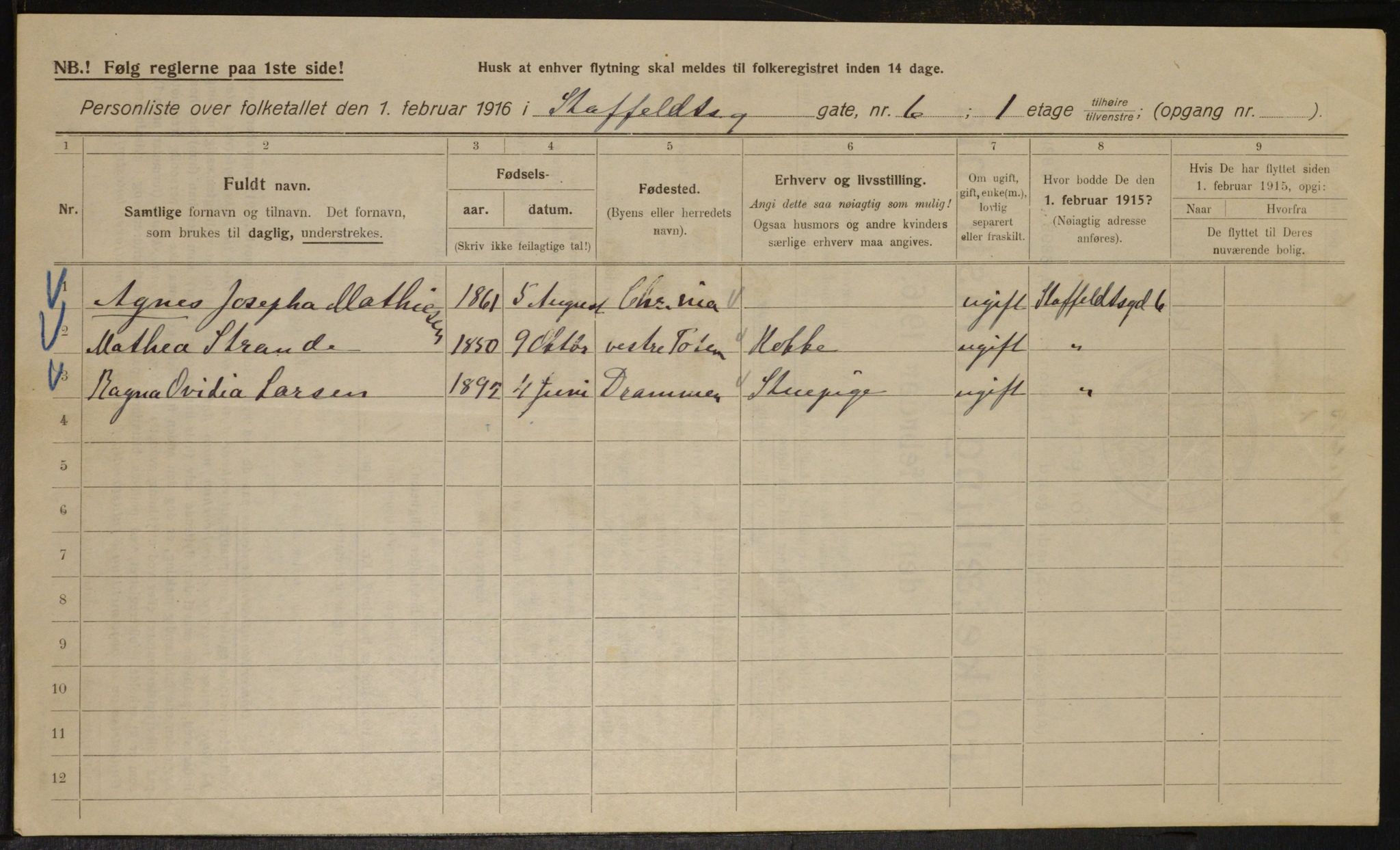 OBA, Municipal Census 1916 for Kristiania, 1916, p. 103274