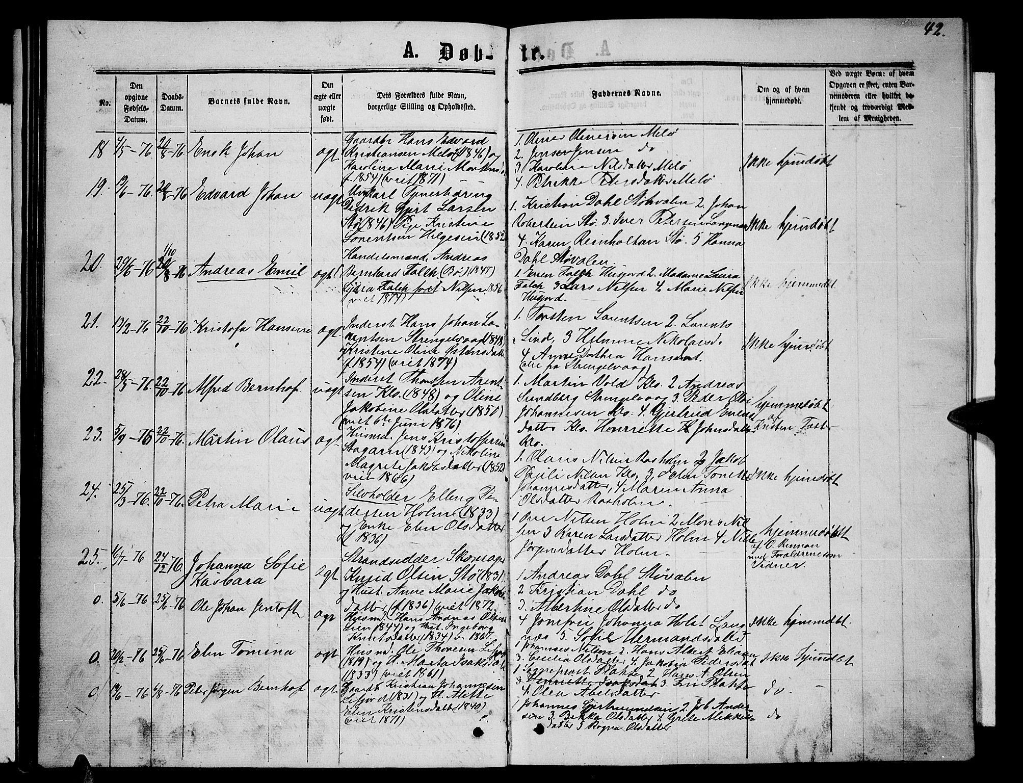 Ministerialprotokoller, klokkerbøker og fødselsregistre - Nordland, SAT/A-1459/894/L1358: Parish register (copy) no. 894C01, 1864-1877, p. 42