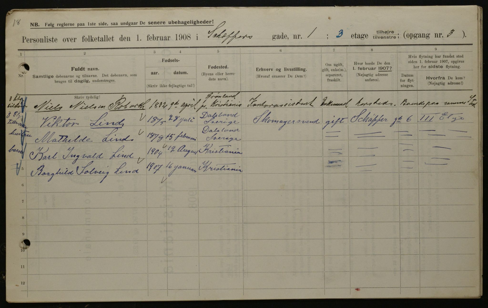 OBA, Municipal Census 1908 for Kristiania, 1908, p. 83648