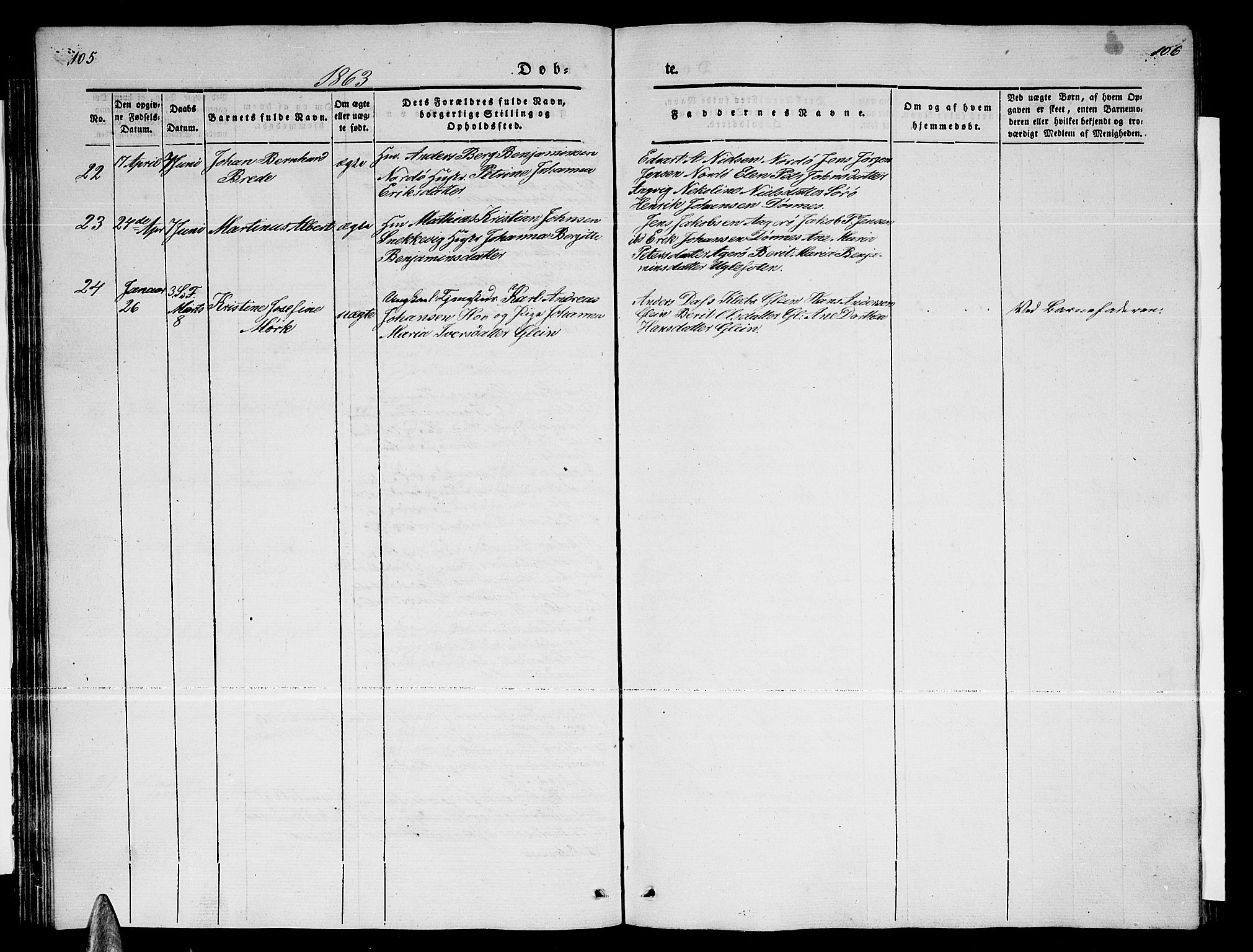 Ministerialprotokoller, klokkerbøker og fødselsregistre - Nordland, SAT/A-1459/835/L0530: Parish register (copy) no. 835C02, 1842-1865, p. 105-106