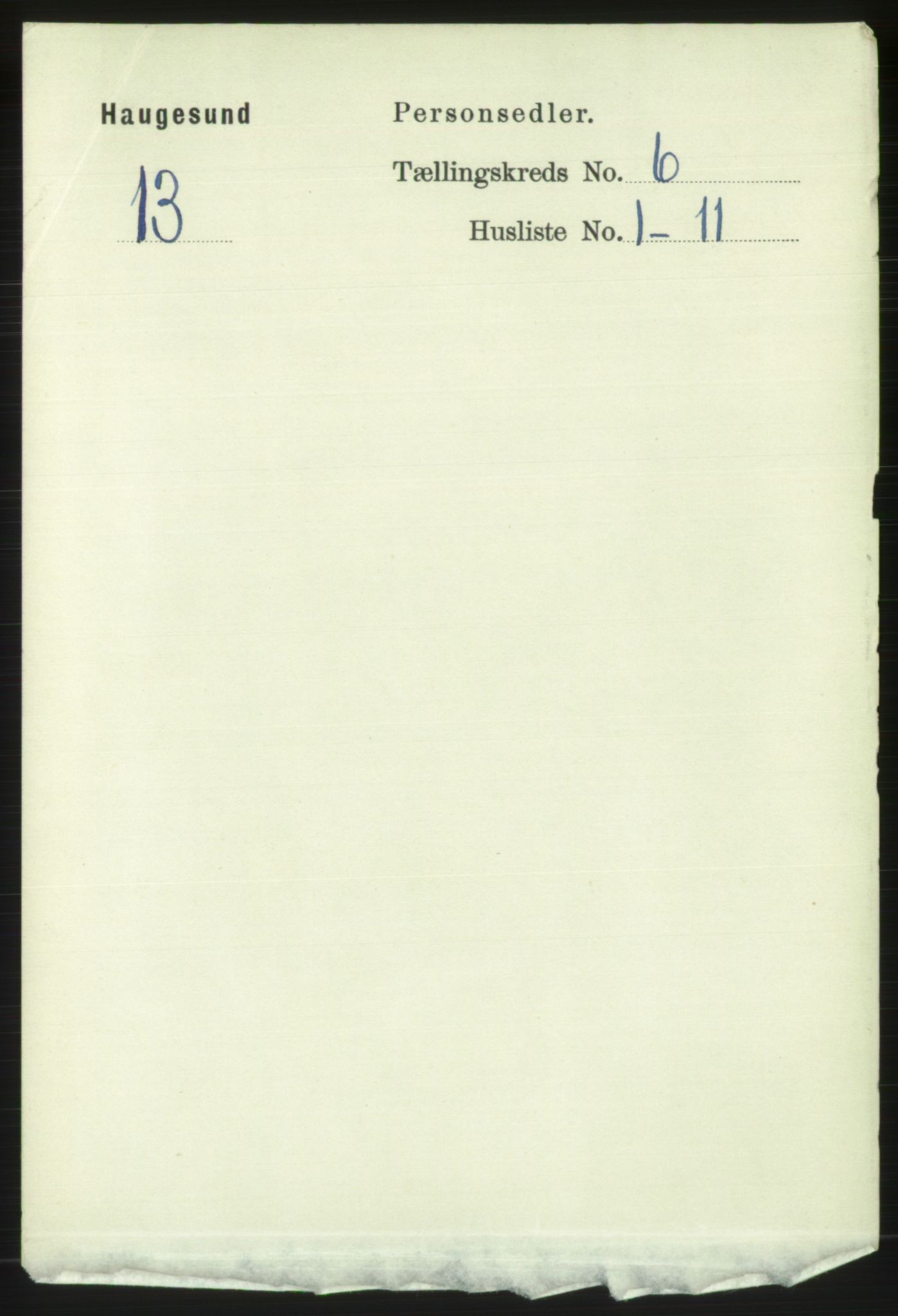 RA, 1891 census for 1106 Haugesund, 1891, p. 2551