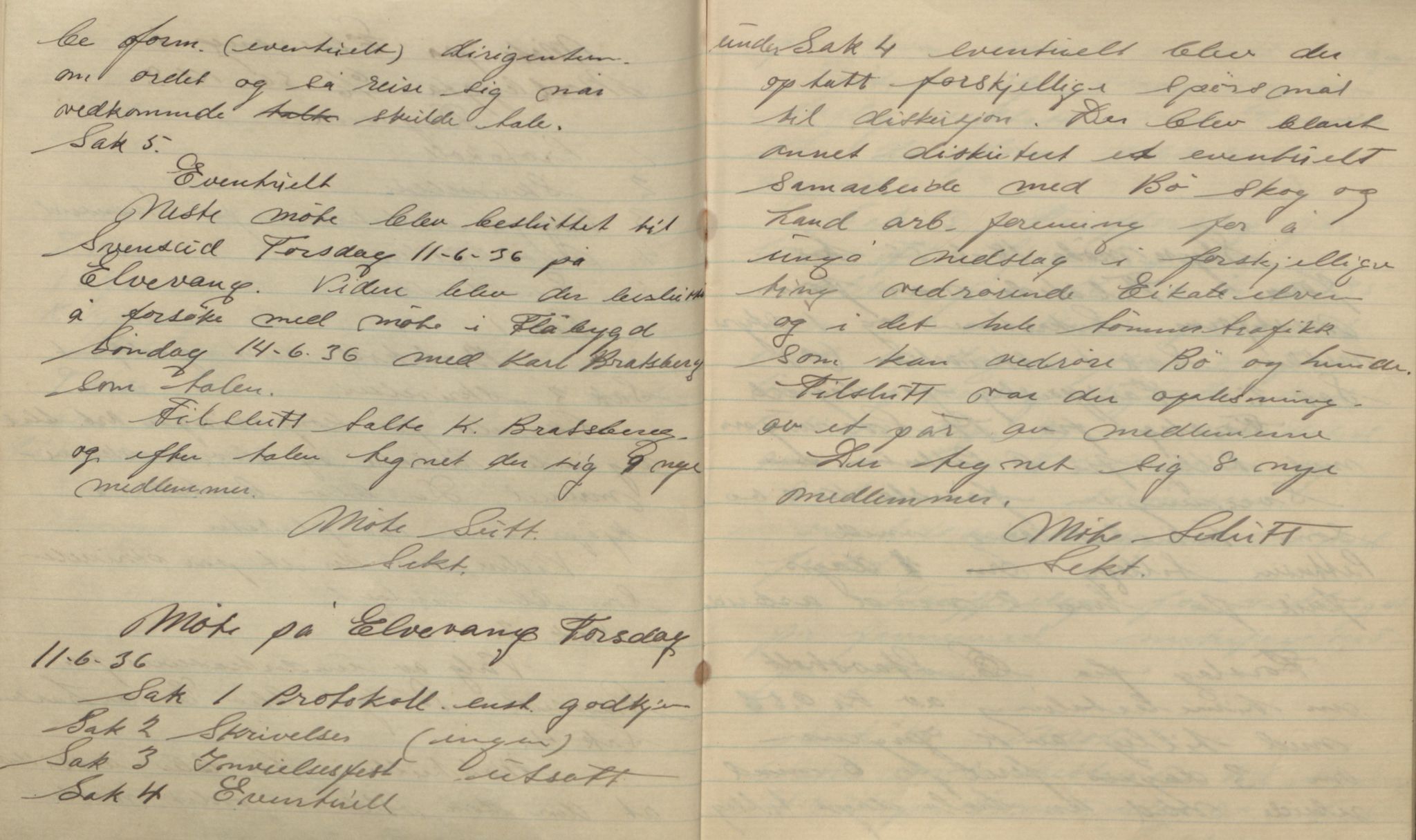 Lunde Skog- og Landarbeiderforenings arkiv, AAT/AAT-819003/A/L0001: Møtebok, 1936-1938