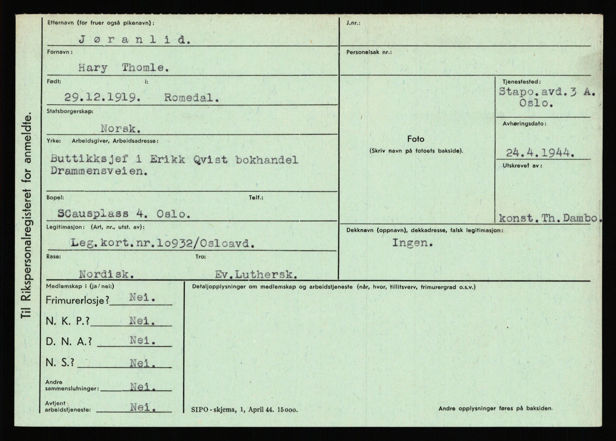 Statspolitiet - Hovedkontoret / Osloavdelingen, AV/RA-S-1329/C/Ca/L0008: Johan(nes)sen - Knoph, 1943-1945, p. 2709