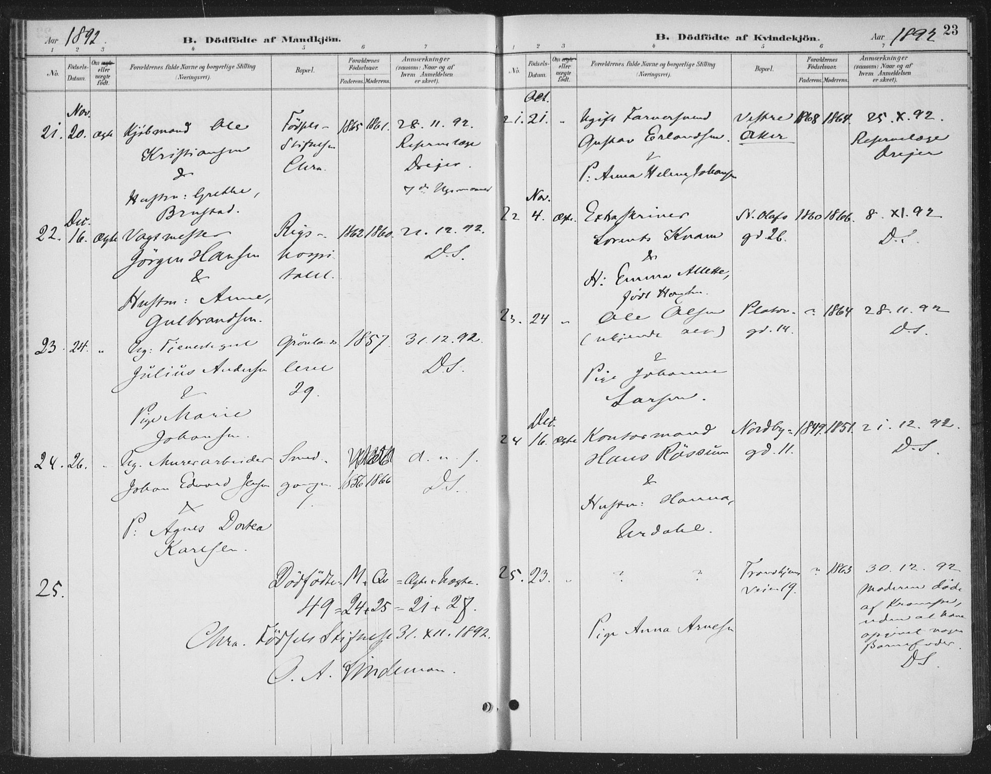 Rikshospitalet prestekontor Kirkebøker, SAO/A-10309b/F/L0010: Parish register (official) no. 10, 1888-1912, p. 23