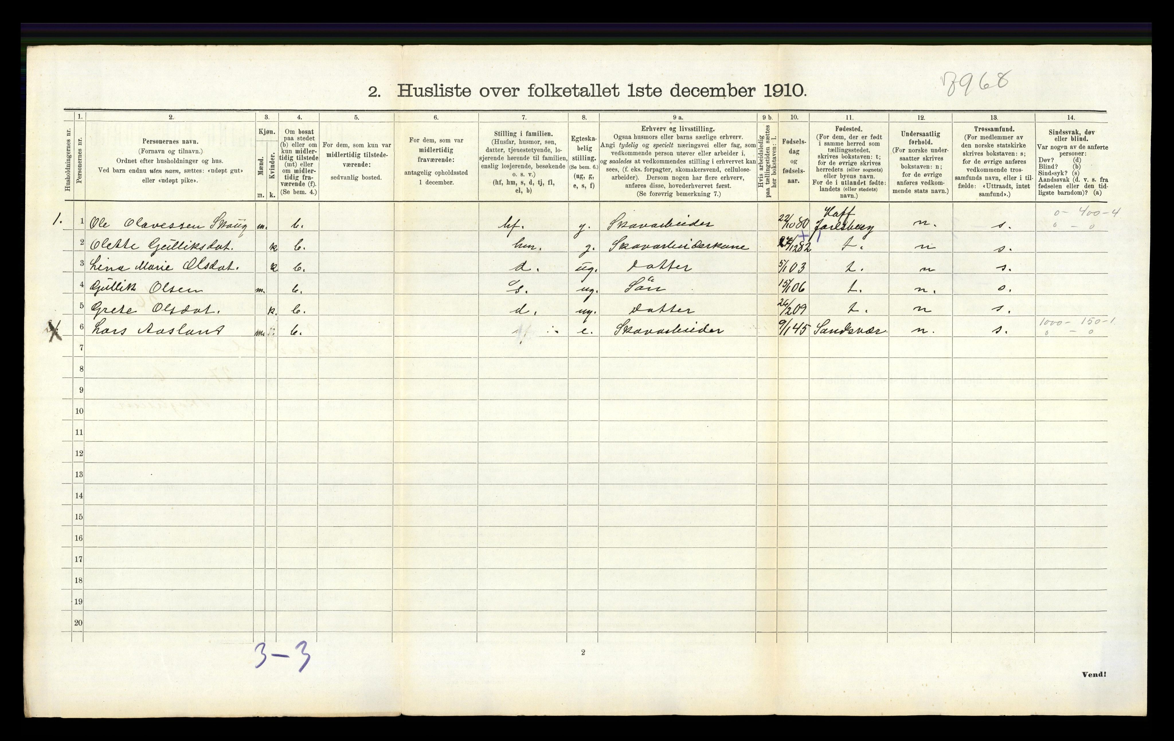 RA, 1910 census for Lardal, 1910, p. 757