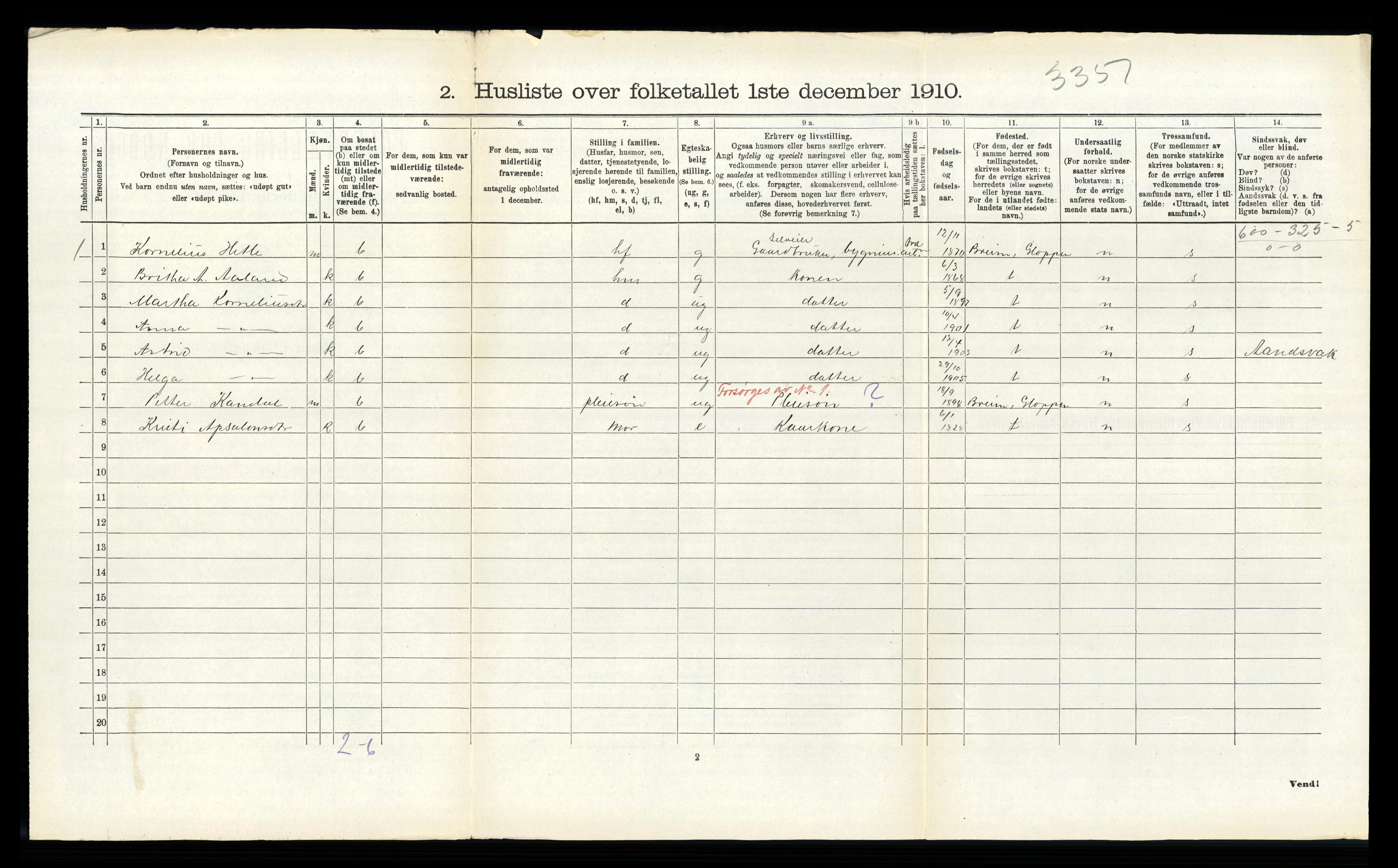 RA, 1910 census for Innvik, 1910, p. 97