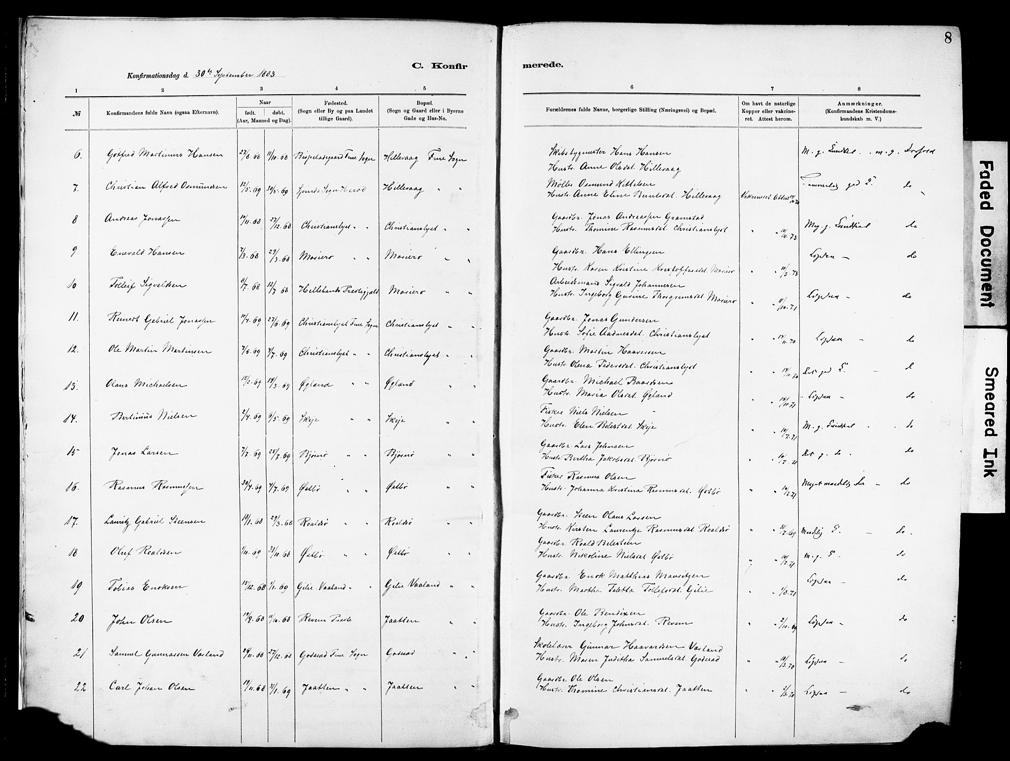 Hetland sokneprestkontor, SAST/A-101826/30/30BA/L0012: Parish register (official) no. A 12, 1882-1912, p. 8