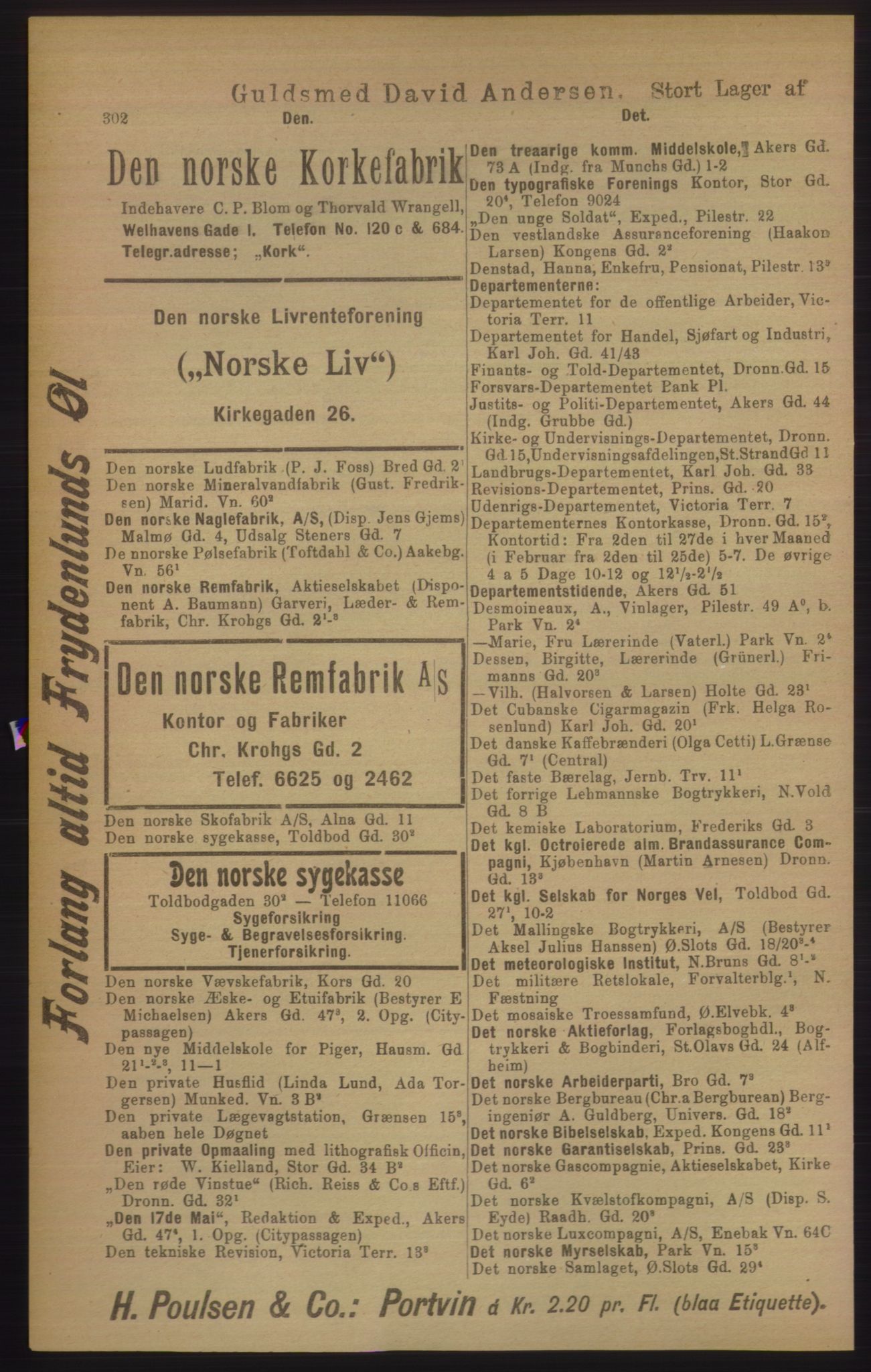 Kristiania/Oslo adressebok, PUBL/-, 1906, p. 302